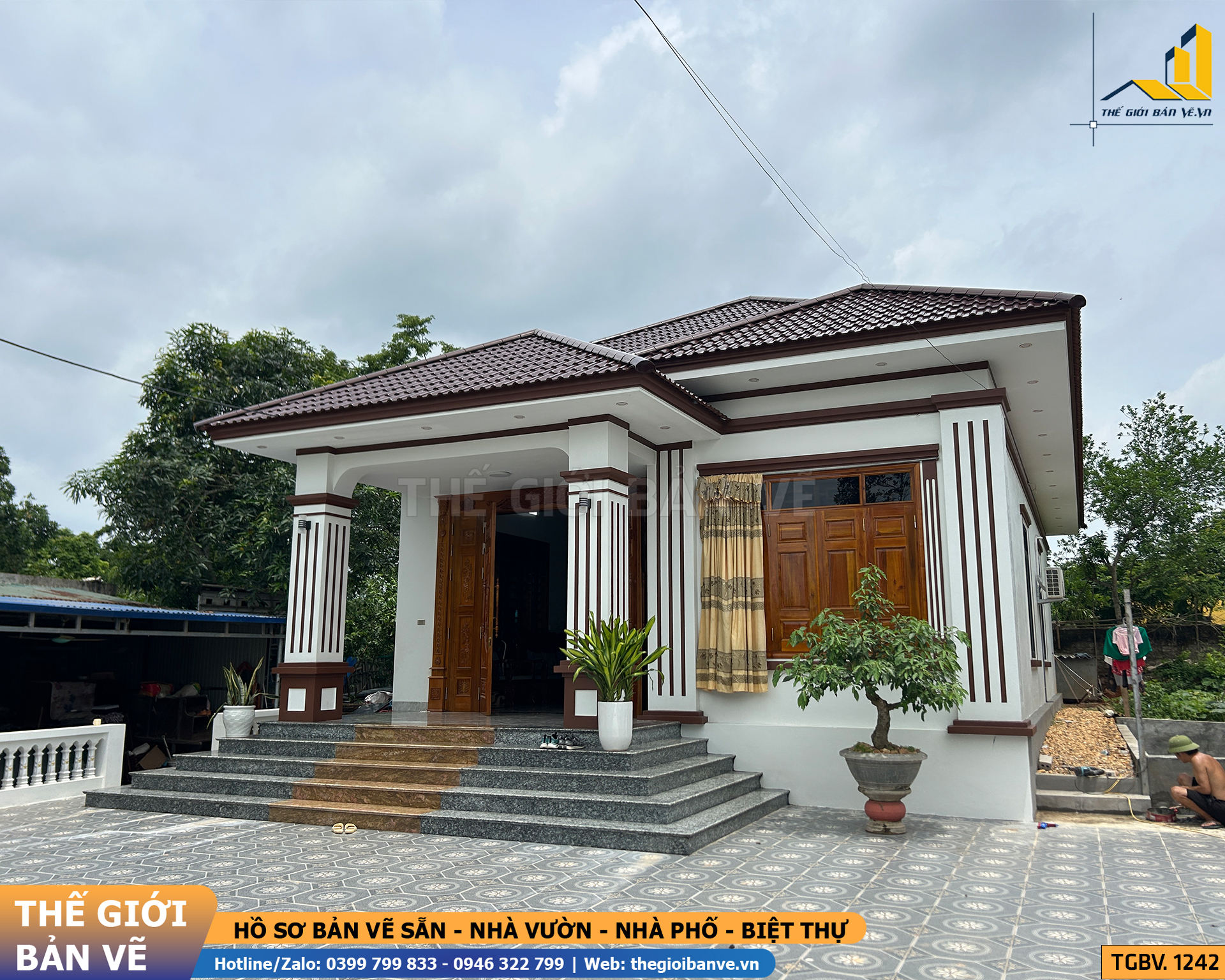 Nhà Mái Nhật 1 Tầng 3 Phòng Ngủ – Thiết Kế Gọn Gàng, Thi Công Thực Tế Chuẩn Chỉnh | HCG.1242