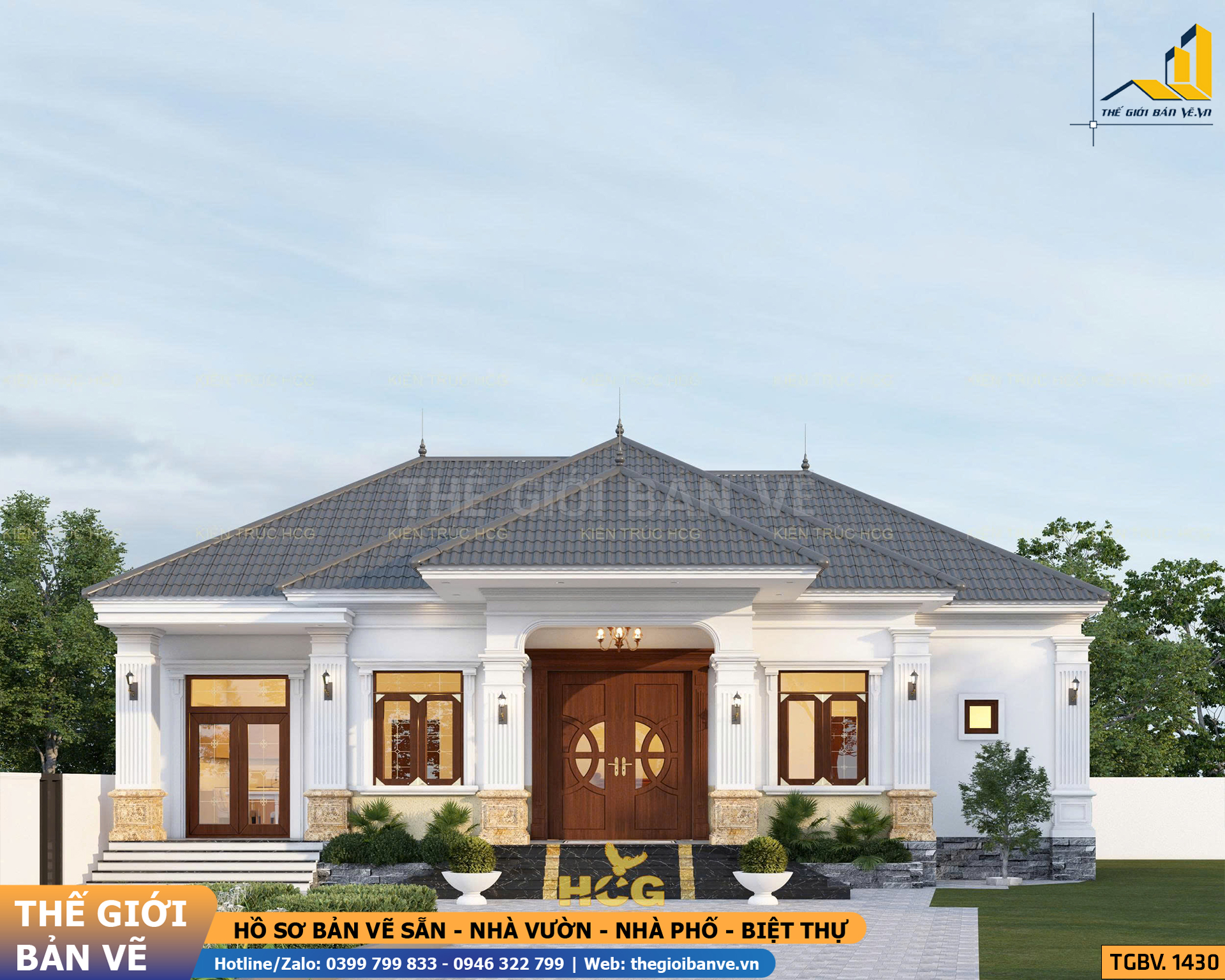 Nhà Vườn Mái Nhật Tân Cổ 16.4x10m - 4 Phòng Ngủ | TGBV.1430