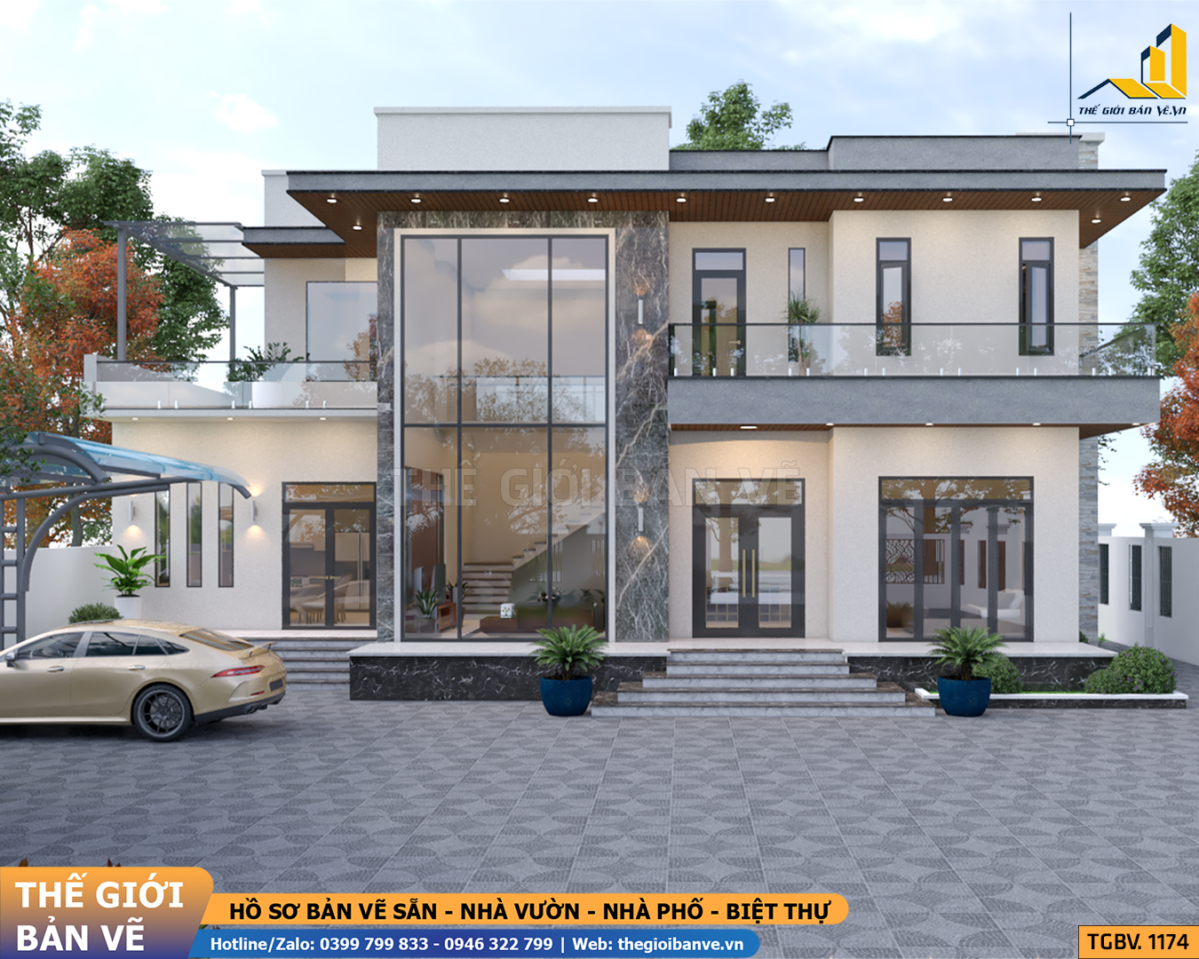 Biệt Thự Mái Bằng 17.2x10m – 4 Phòng Ngủ | TGBV.1174