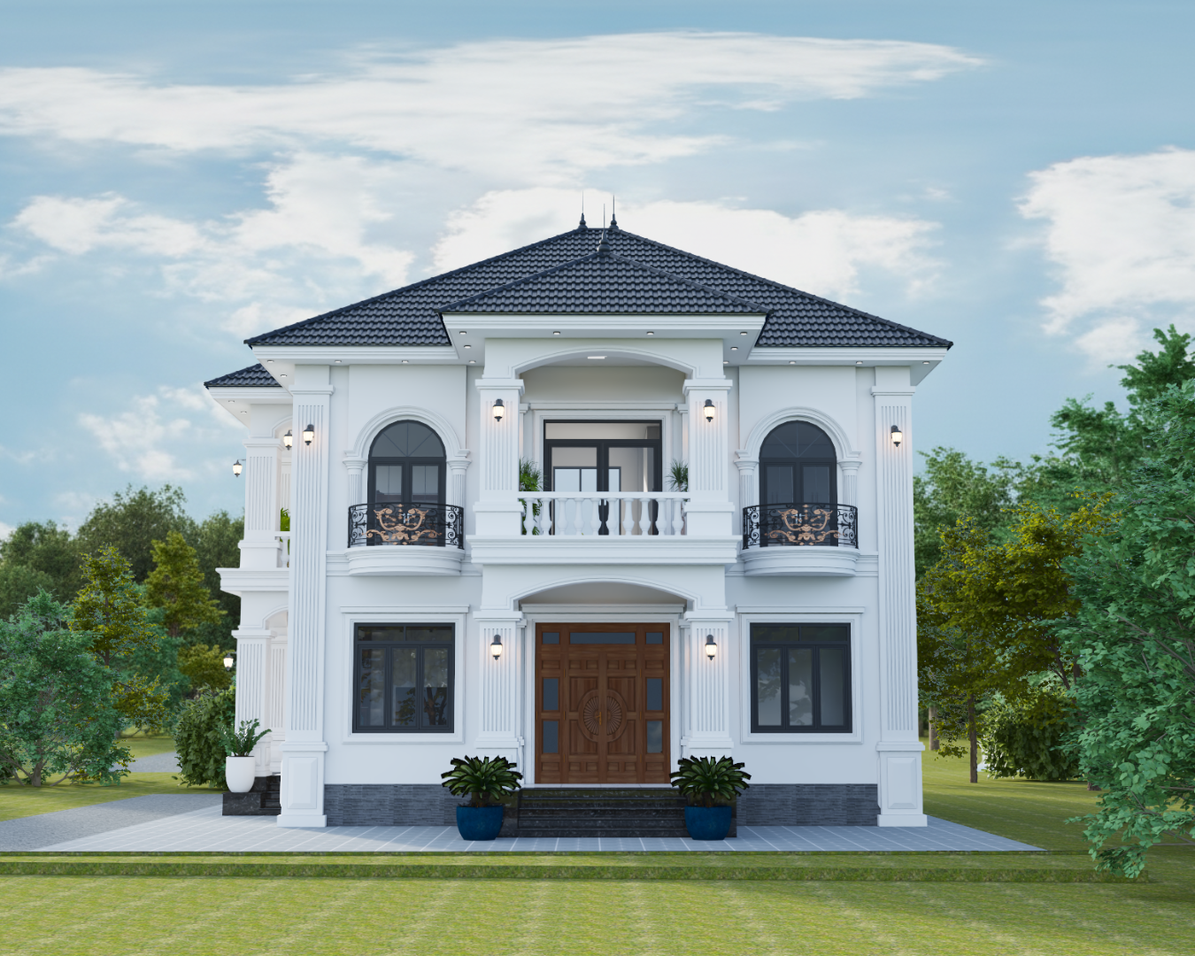 Biệt Thự Mái Nhật 2 Tầng 11.5 x 8.3m Tân Cổ Điển  – 4 Phòng Ngủ | TGBV.1379