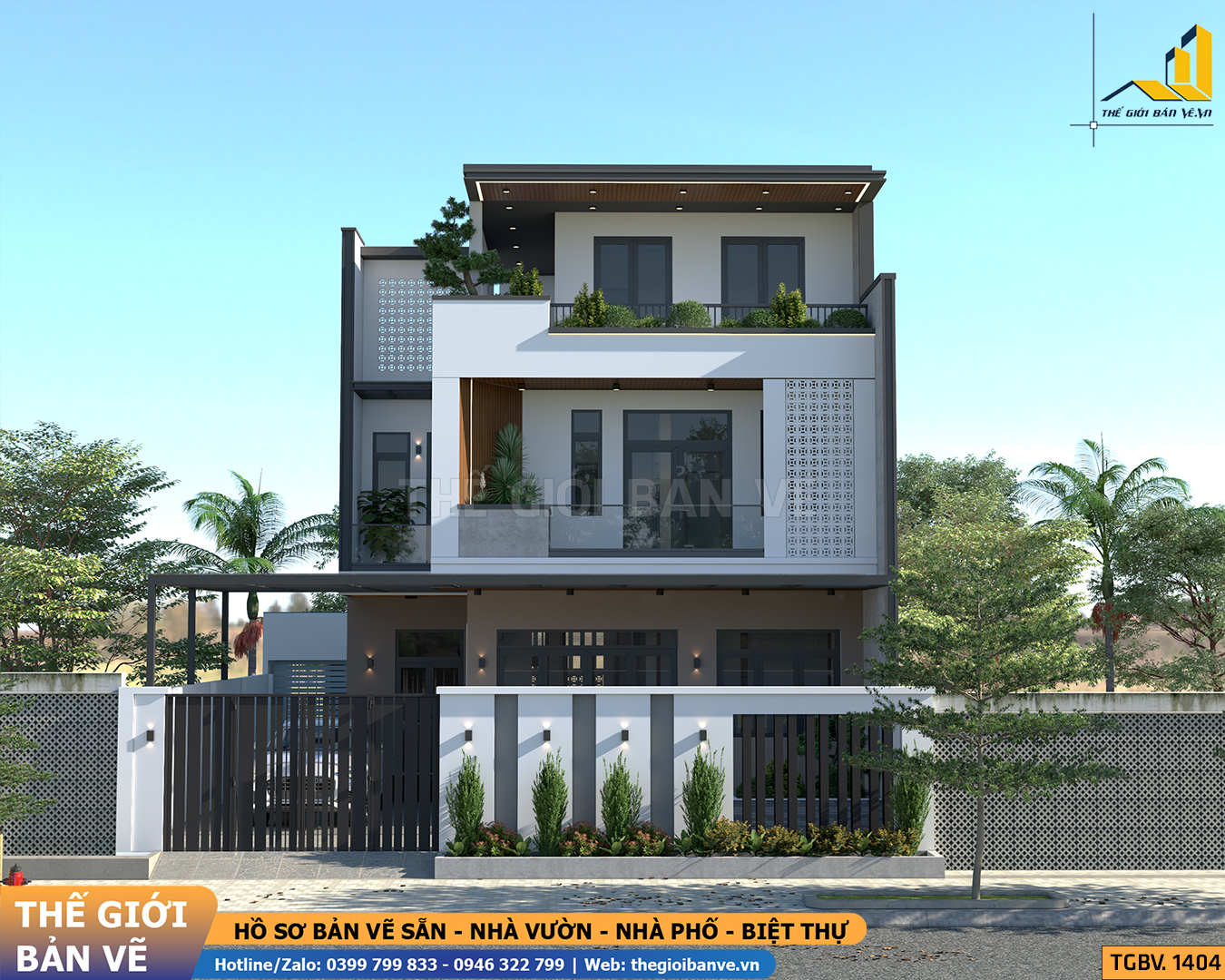 Biệt Thự Mái Bằng 2 Tầng 7.2x12.6m – 4 Phòng Ngủ | TGBV.1404