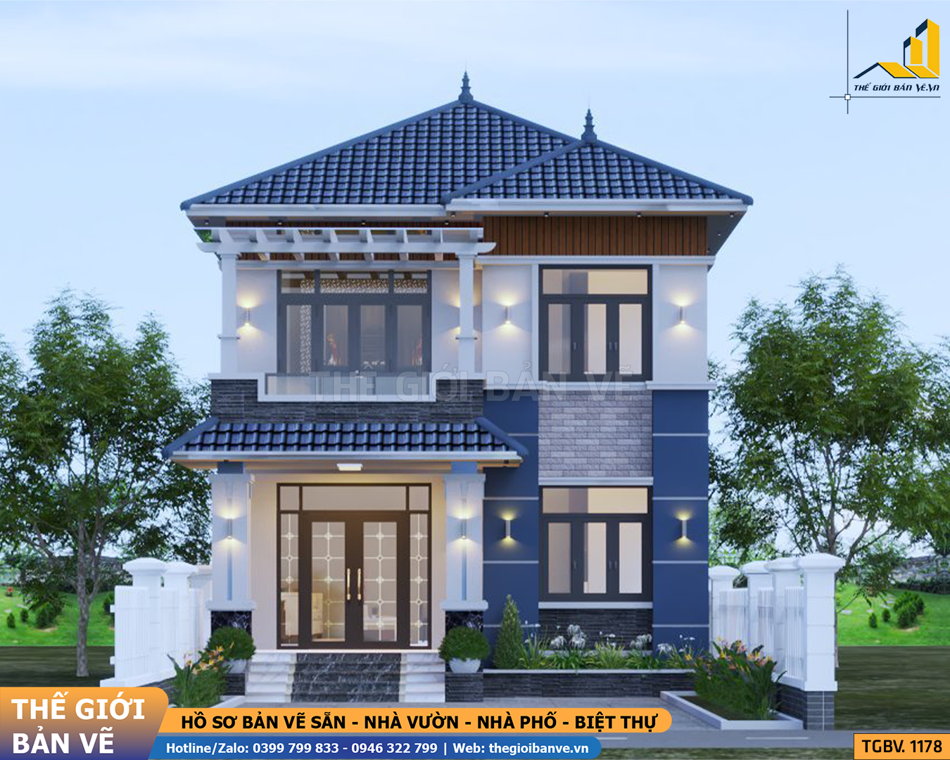 Biệt Thự Hai Tầng Mái Nhật 8x11.9m – 3 Phòng Ngủ | TGBV.1178