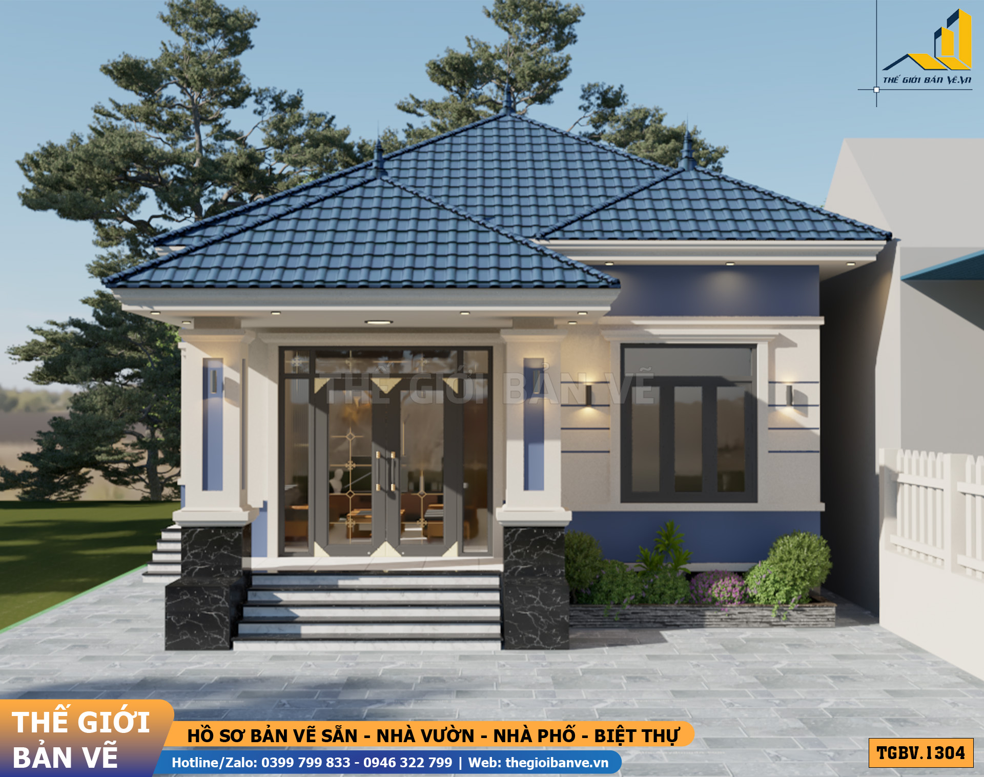 Nhà Vườn Mái Nhật 16.8x10m – 3 Phòng Ngủ Hiện Đại | TGBV.1304