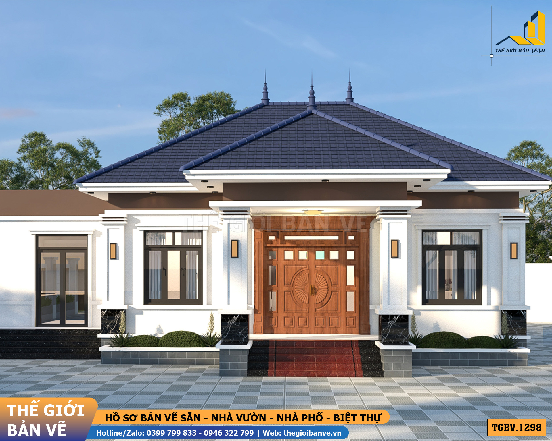 Nhà Vườn Mái Nhật 15x8.7m – 4 Phòng Ngủ Hiện Đại, Tiện Nghi | TGBV.1298