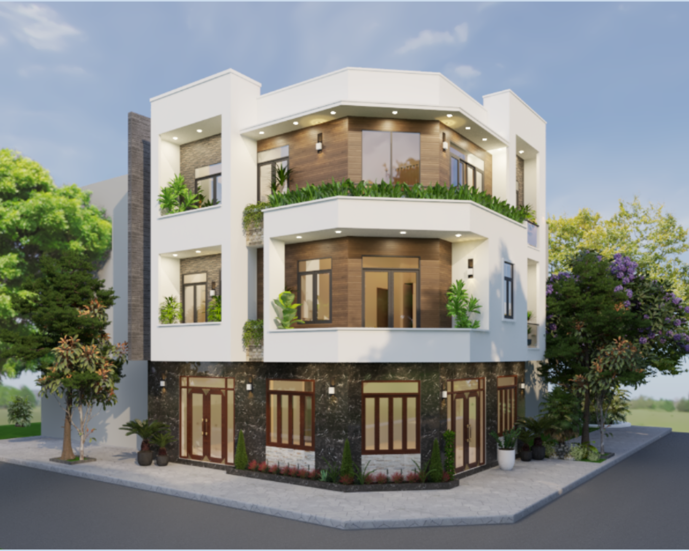 Nhà phố 9.3 x 11.2m - 4 Phòng ngủ hiện đại | TGBV. 1160