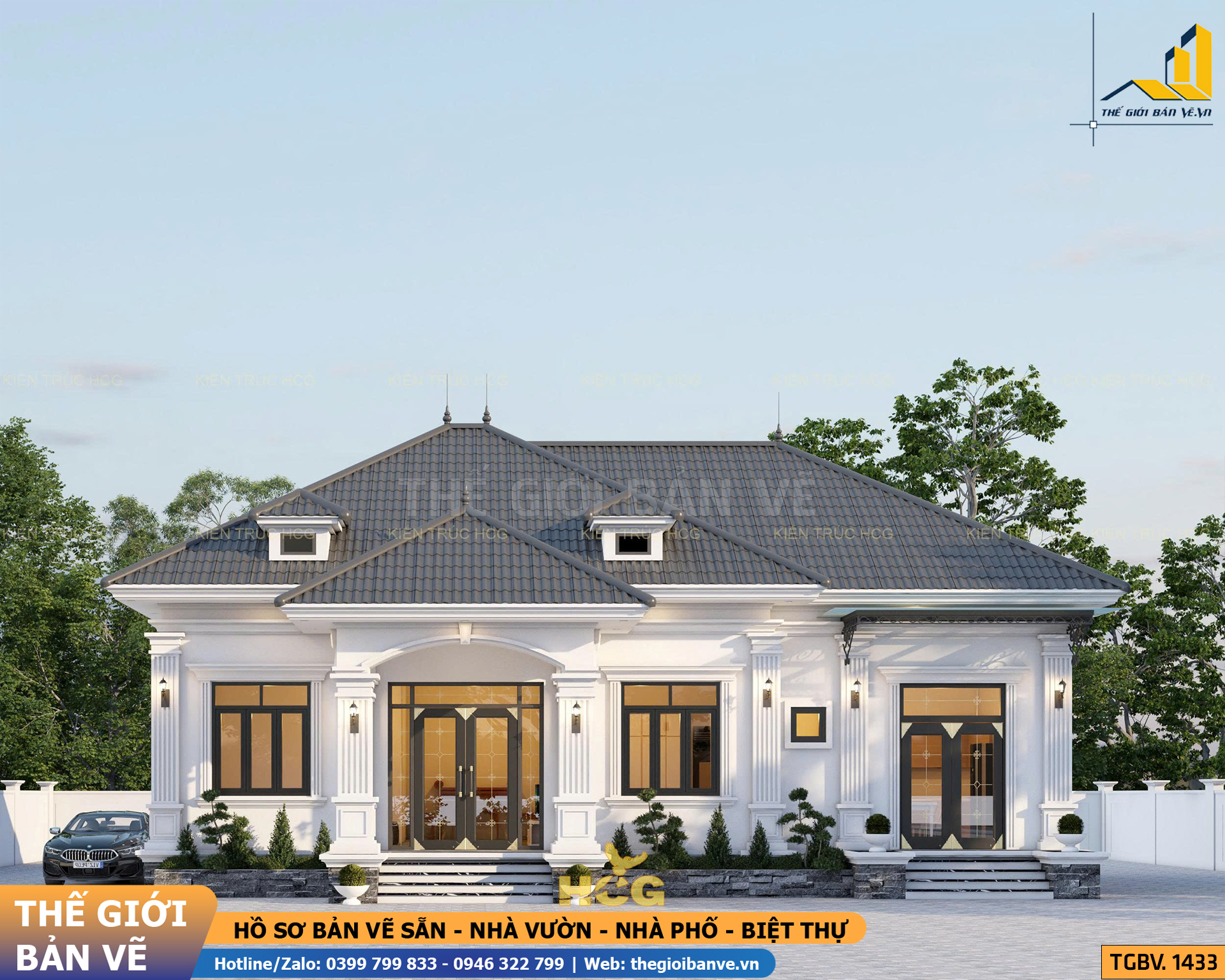 Nhà Vườn Mái 15.2x9.2m - 3 Phòng Ngủ | TGBV.1433