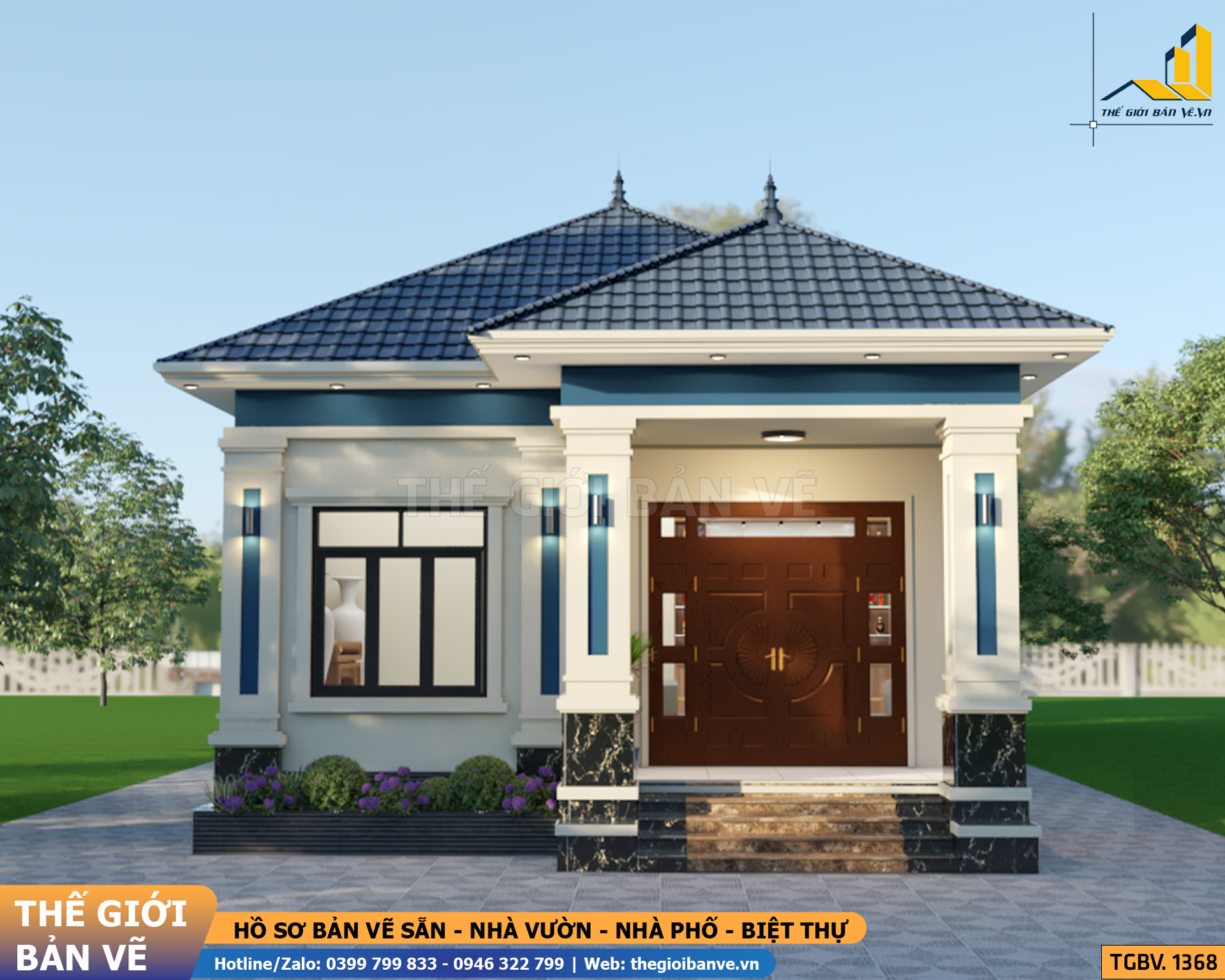 Nhà Vườn Mái Nhật 17.9x8.3m - 3 Phòng Ngủ | TGBV.1368
