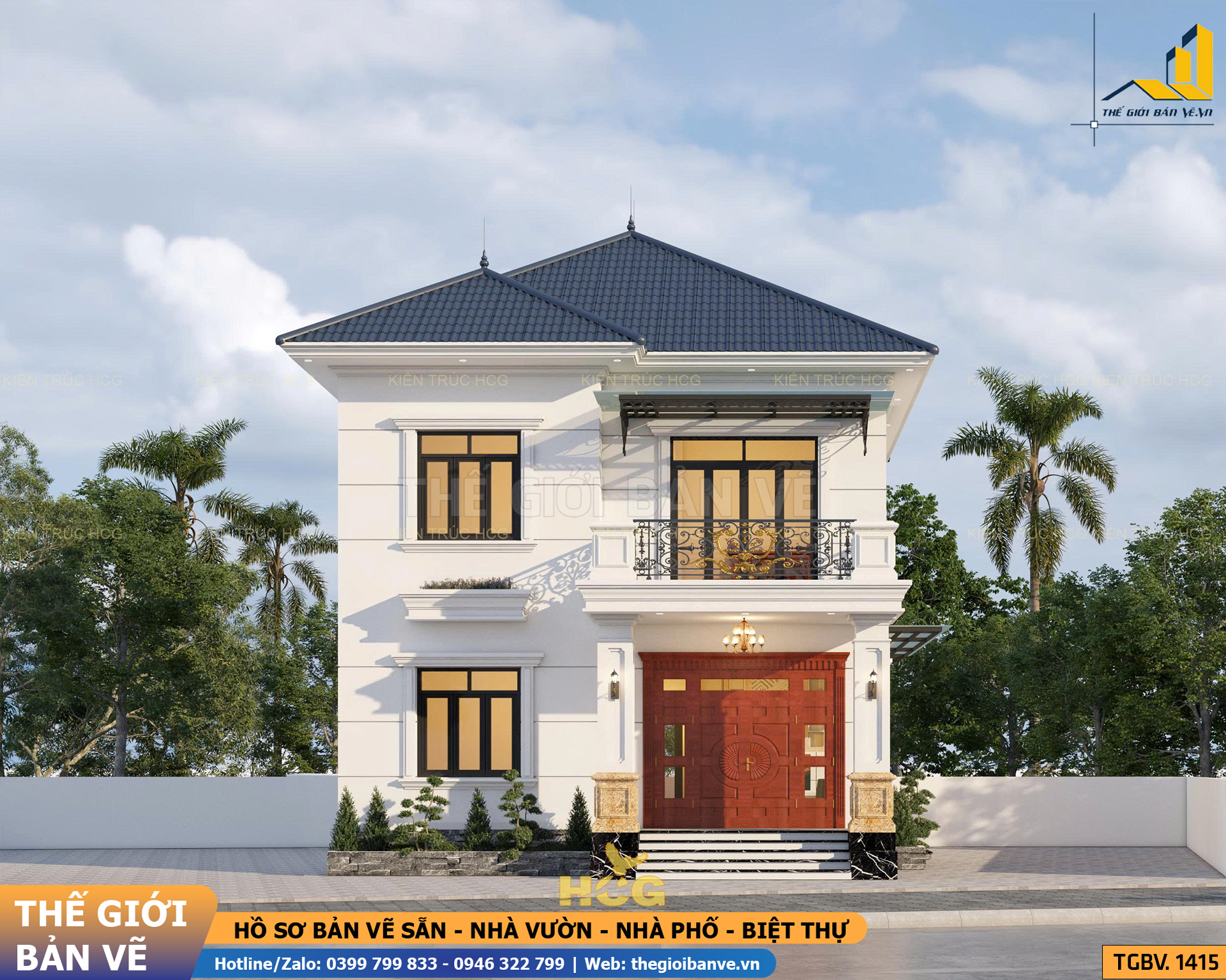 Biệt Thự Mái Nhật 2 Tầng 9.5x13.2 - 5 Phòng Ngủ | TGBV.1415