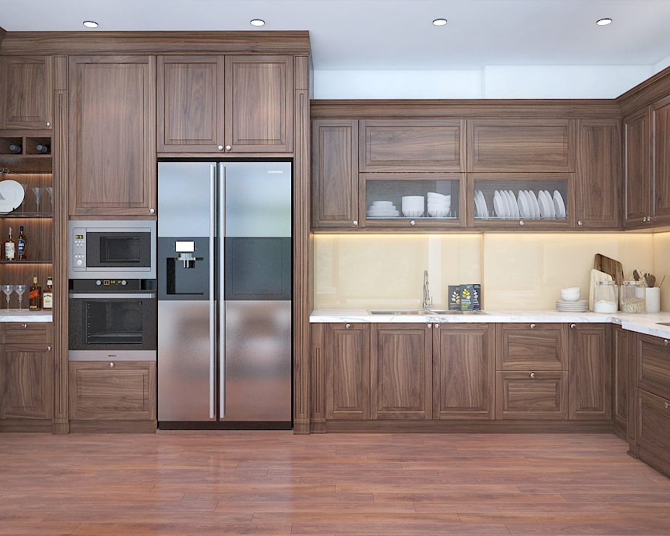 Tủ Bếp Gỗ Tự Nhiên – Sang Trọng Bền Vững Theo Thời Gian