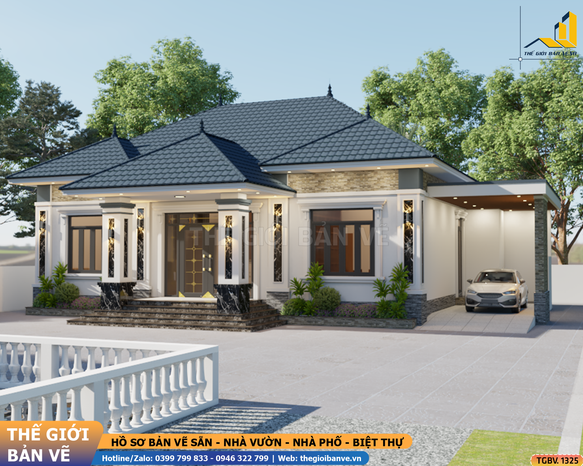 Nhà Vườn Mái Nhật 18x10.6m – 3 Phòng Ngủ | TGBV.1325