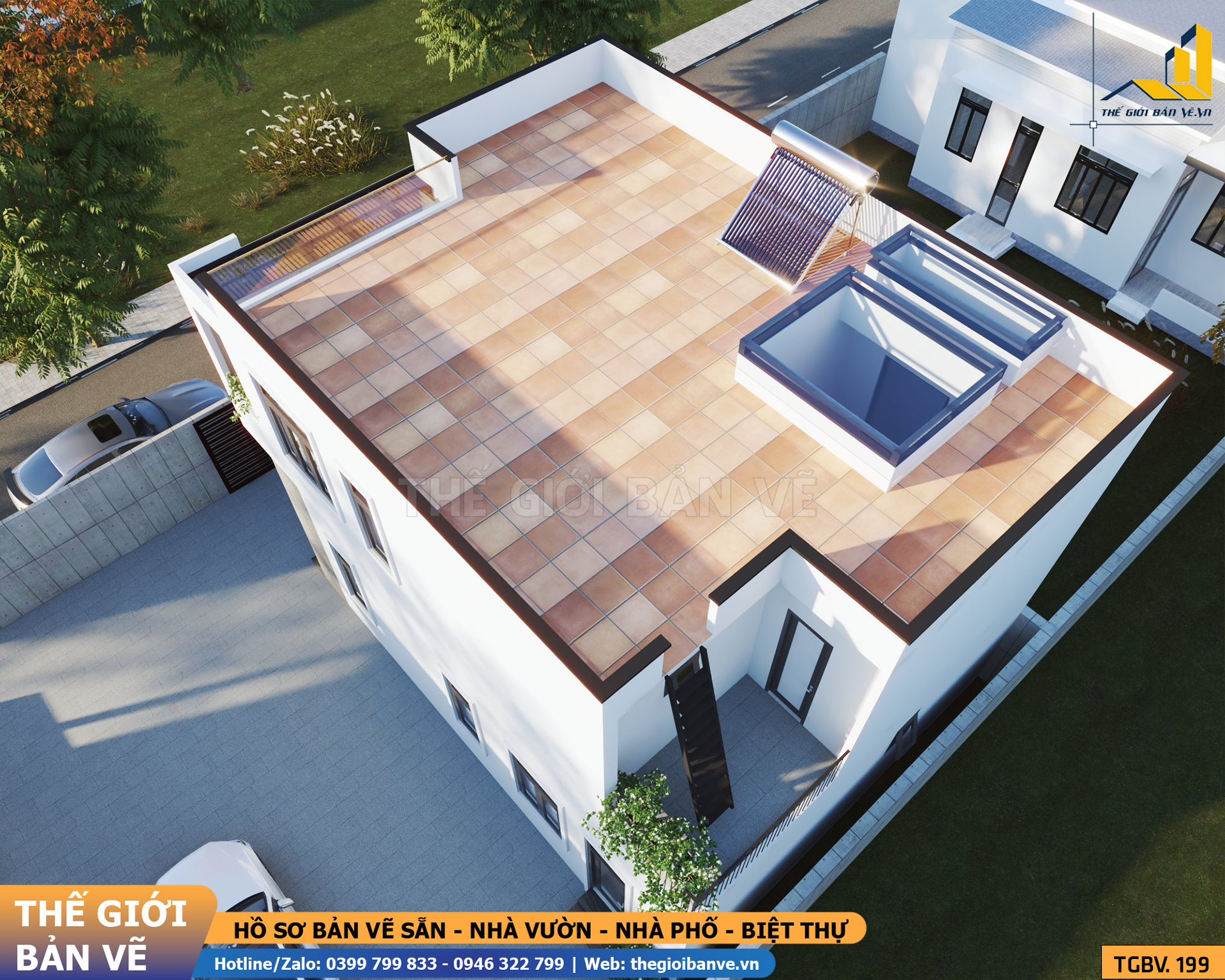 Biệt Thự Mái Bằng Hiện Đại 8.4x11.2m – 4 Phòng Ngủ | TGBV.1199