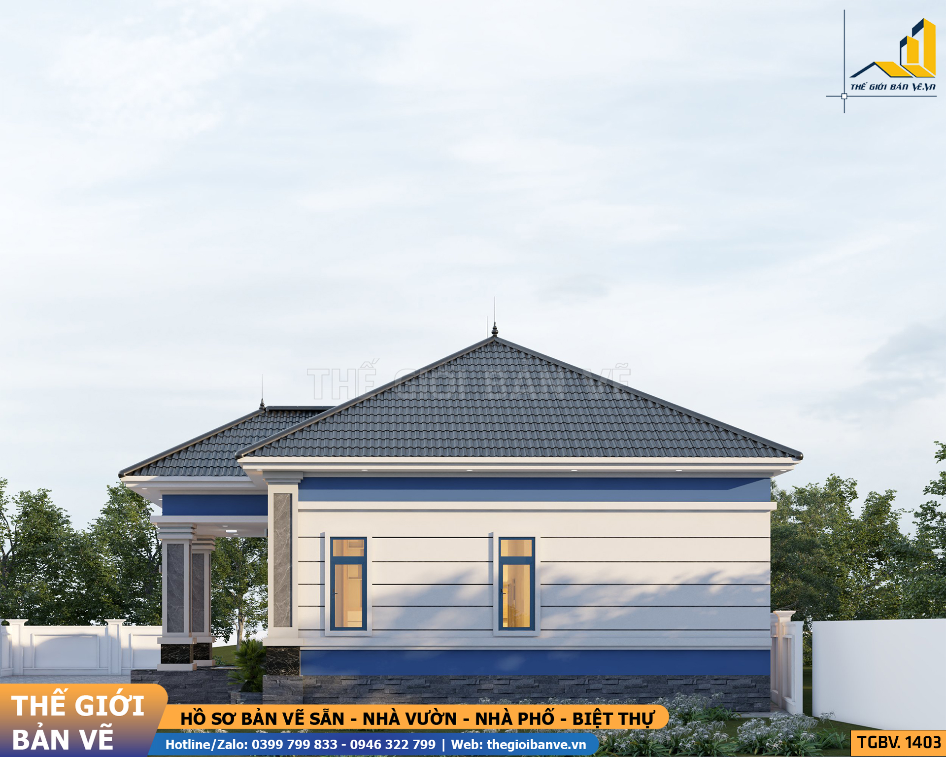 Nhà Vườn Mái Nhật 16.5x12.5m - 3 Phòng Ngủ | TGBV.1403