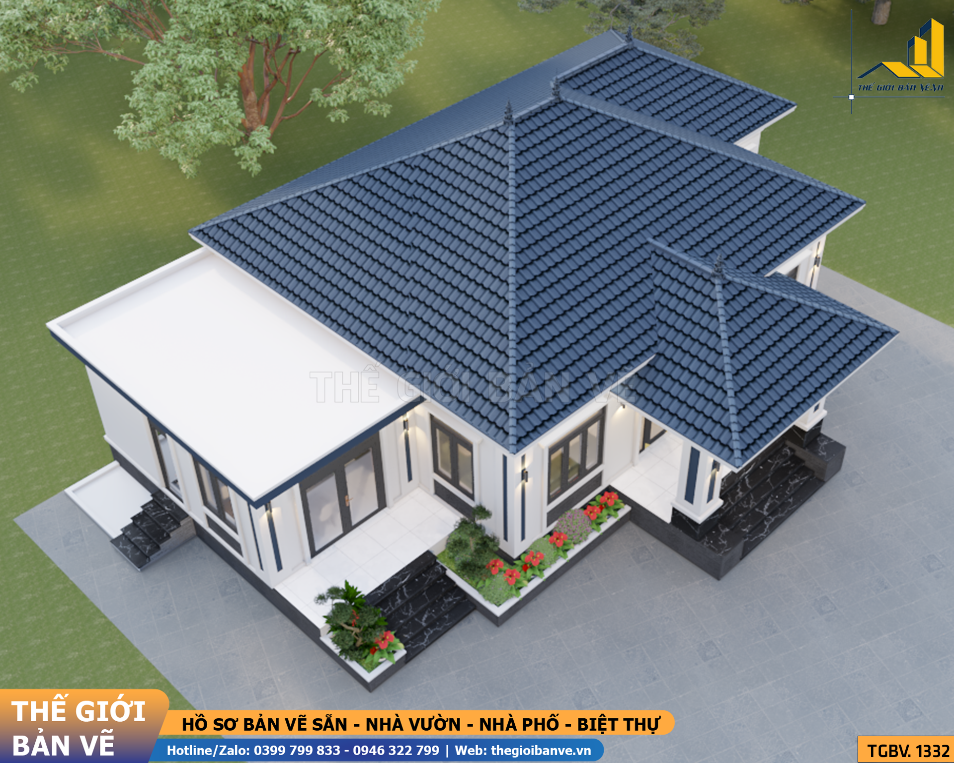 Nhà Vườn Mái Nhật 18.3x12.6m – 4 Phòng Ngủ | TGBV.1332