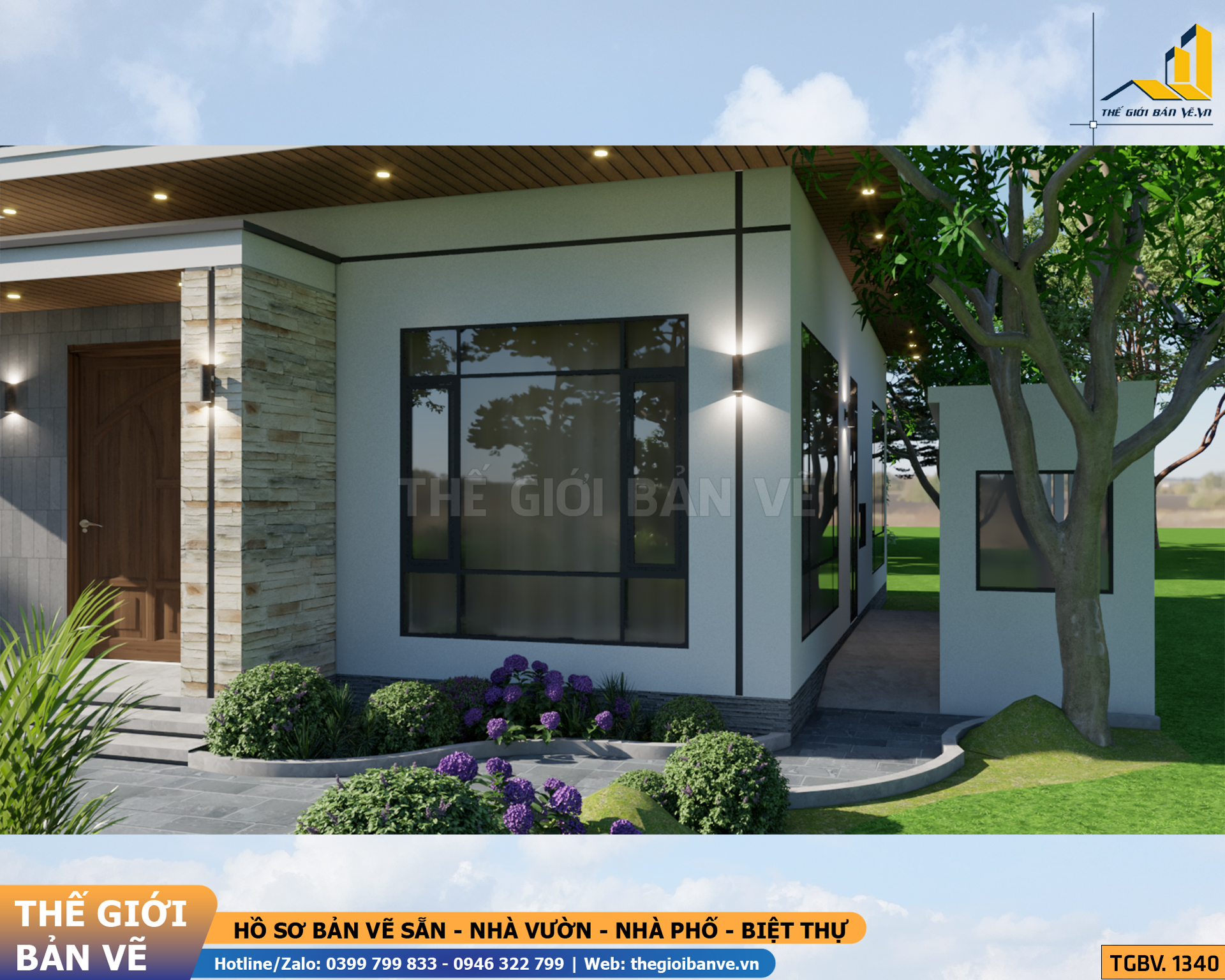 Nhà Vườn Mái Nhật 10.6x11.9m - 2 Phòng Ngủ | TGBV.1340