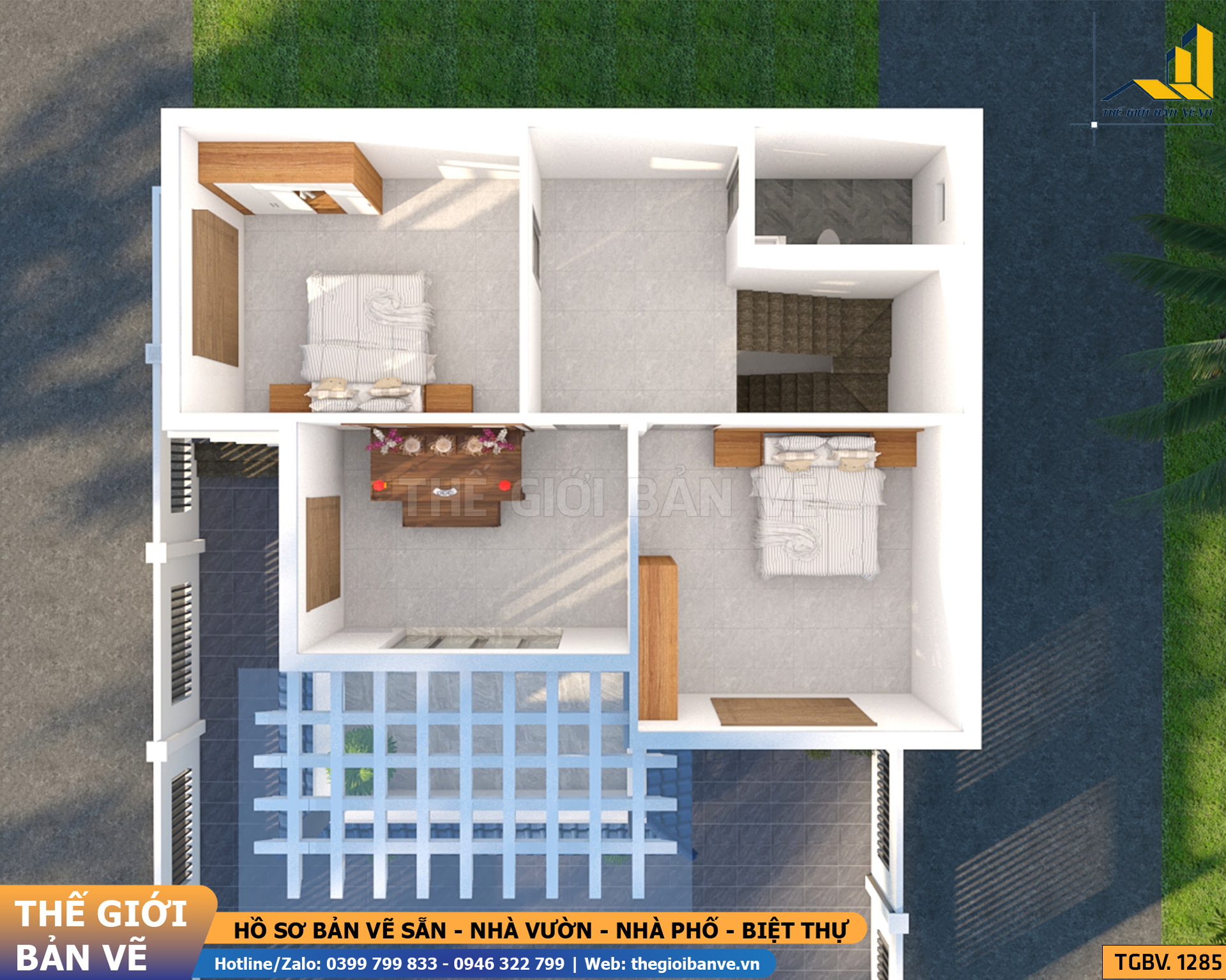 Biệt Thự Mái Nhật 2 Tầng 12.1x10.3m – 3 Phòng Ngủ | TGBV.1285