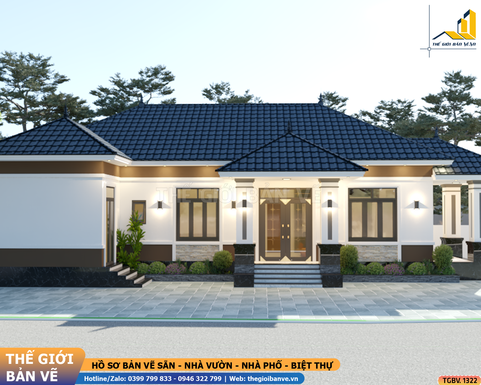 Nhà Vườn Mái Nhật 21.5x11.1m – 2 Sảnh, 3 Phòng Ngủ | TGBV.1323