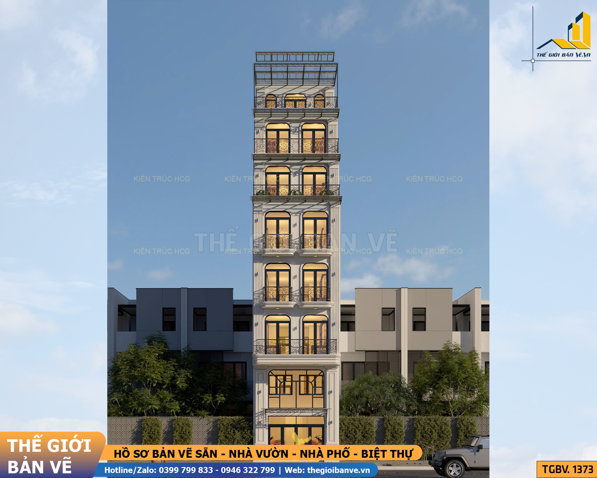 Thiết Kế Chung Cư Mini 6 Tầng 1 Tum Mặt Tiền 5m | TGBV.1373