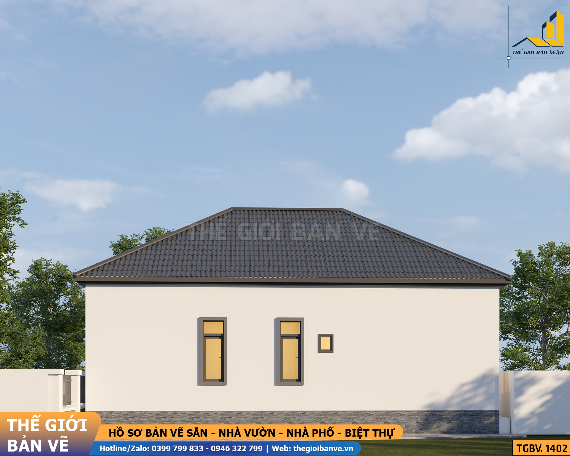 Nhà Vườn Mái Nhật 12.9x15m - 4 Phòng Ngủ | TGBV.1402