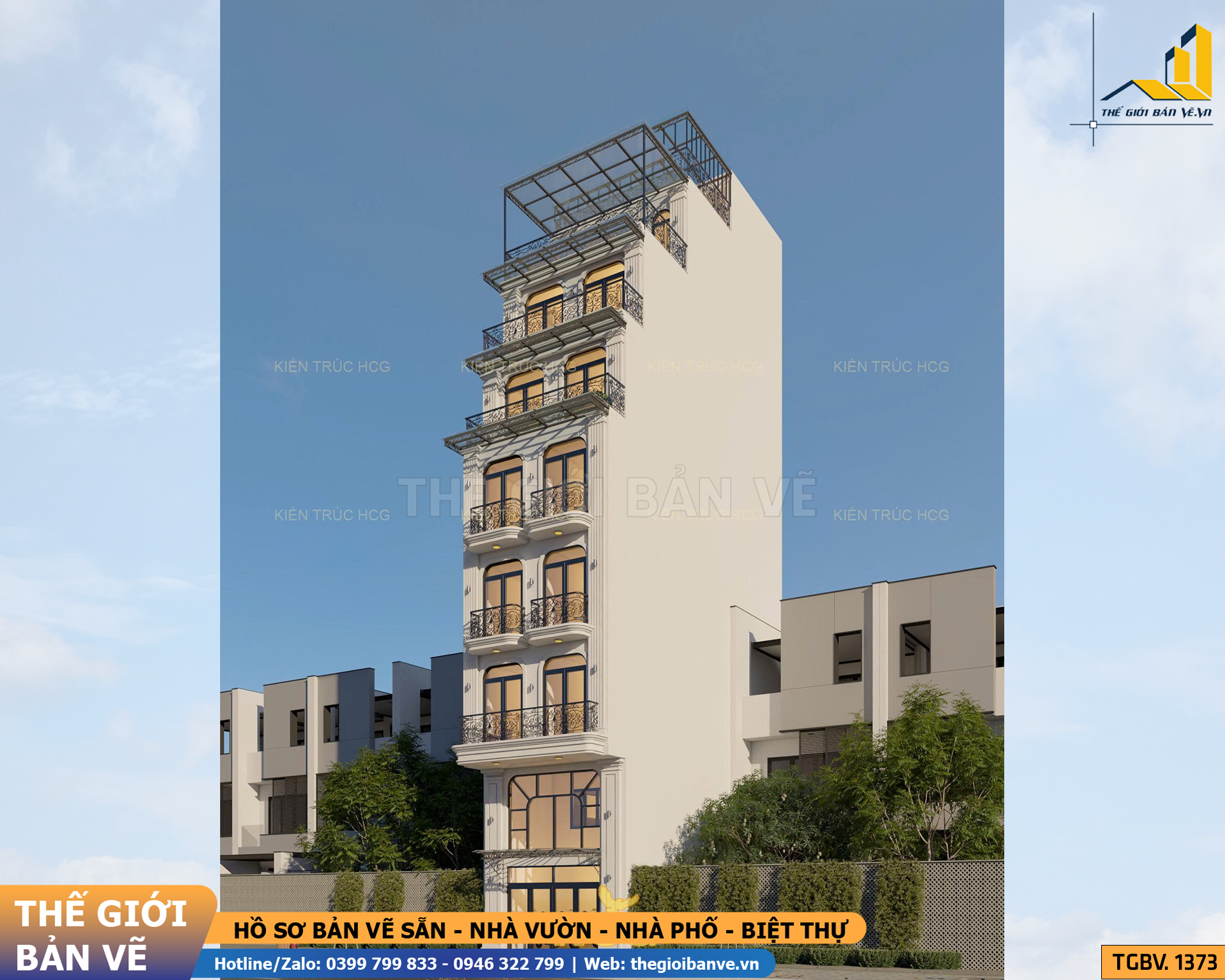 Thiết Kế Chung Cư Mini 6 Tầng 1 Tum Mặt Tiền 5m | TGBV.1373