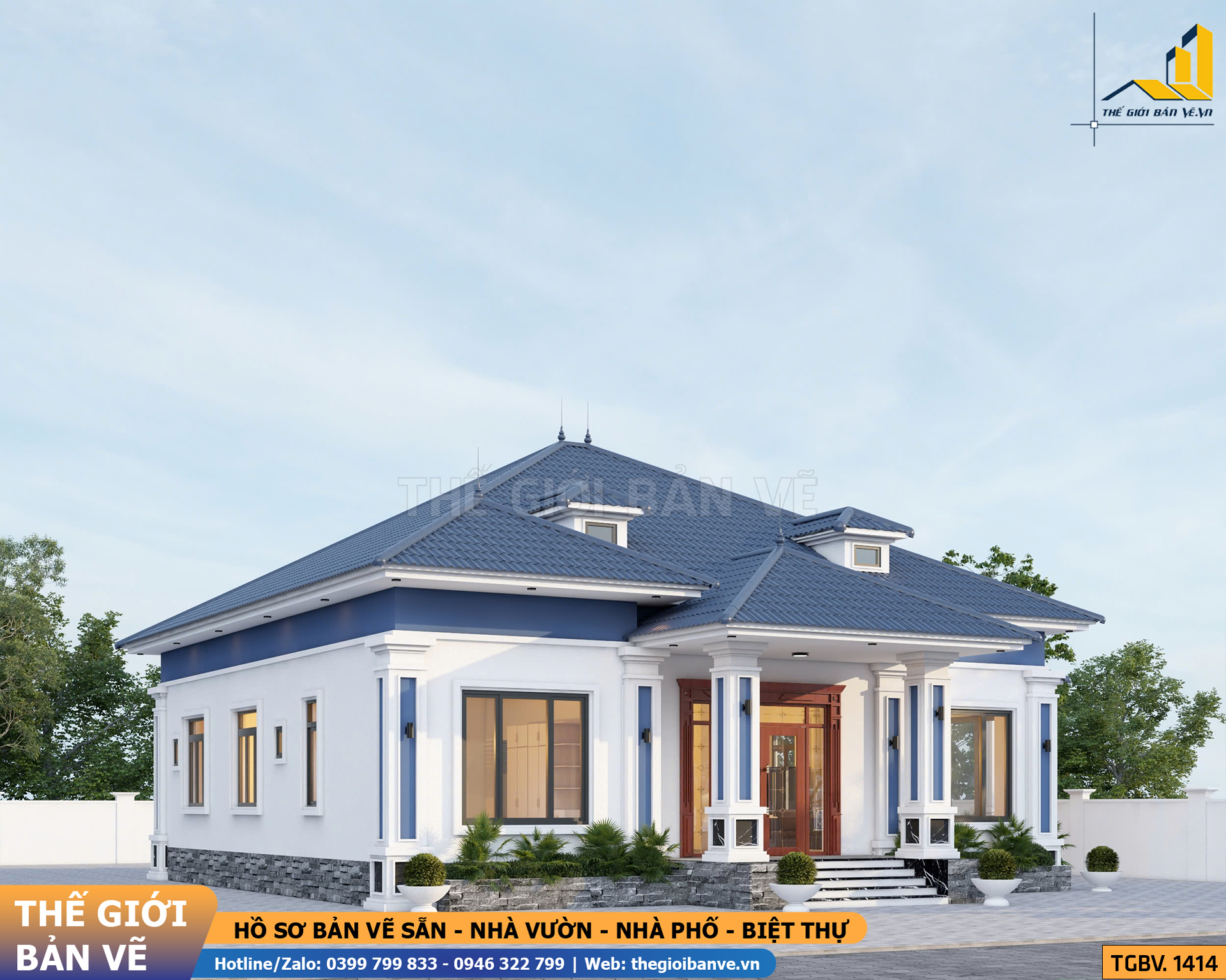 Nhà Vườn Mái Nhật 14.5x16.8m - 4 Phòng Ngủ | TGBV.1414