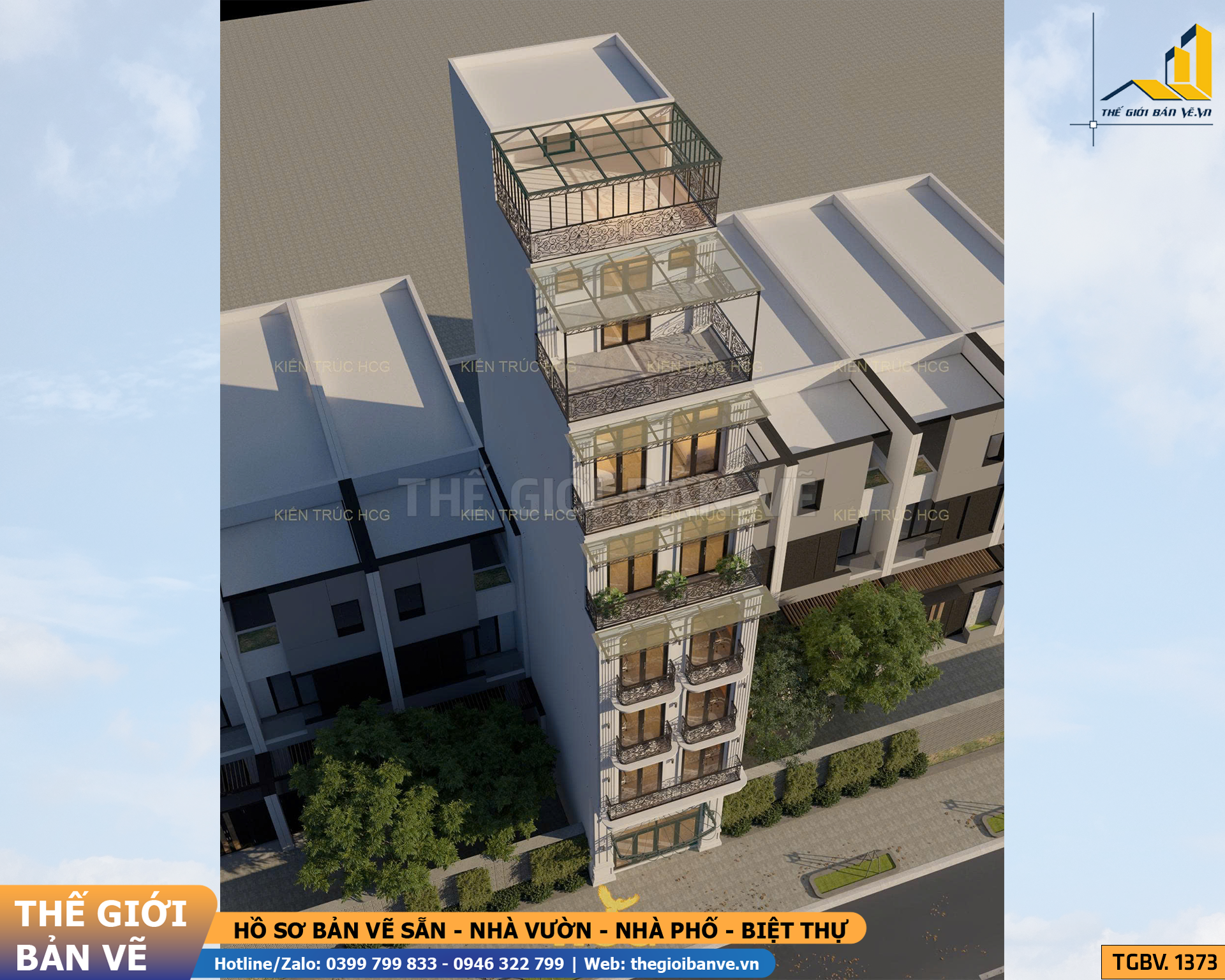 Thiết Kế Chung Cư Mini 6 Tầng 1 Tum Mặt Tiền 5m | TGBV.1373