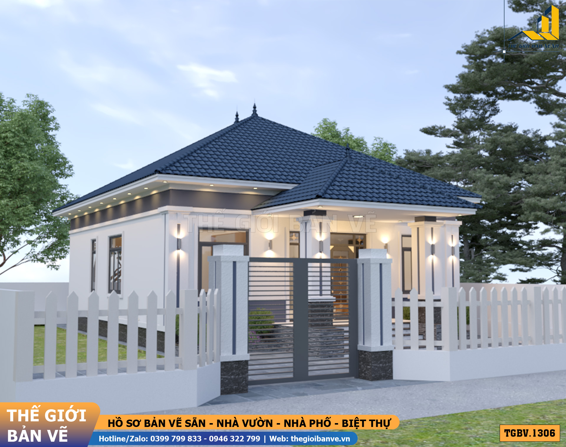 Nhà Vườn Mái Nhật 15.1x13.4m – 4 Phòng Ngủ Hiện Đại | TGBV.1306