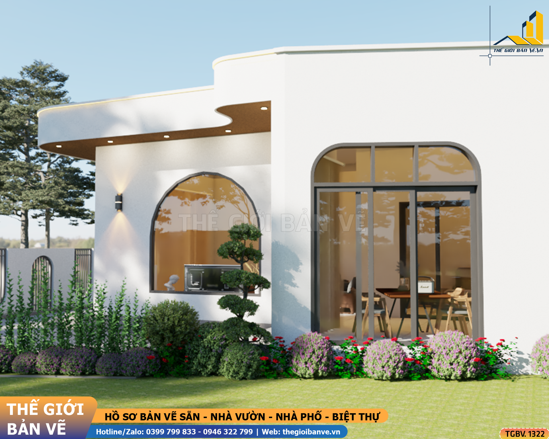 Nhà Vườn Mái Bằng 12x23m – Thiết Kế Theo Thế Đất Méo | TGBV.1322