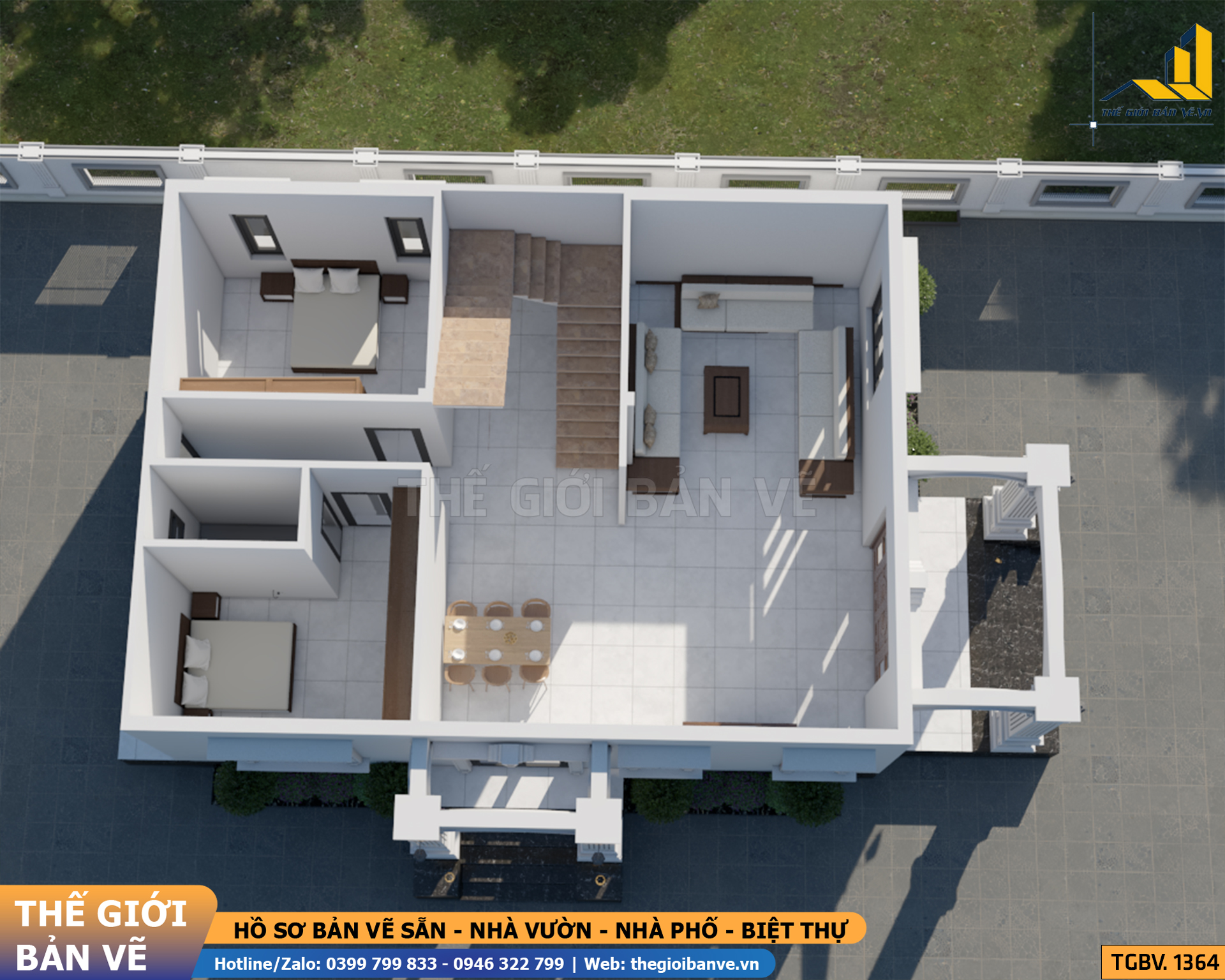 Biệt Thự Mái Nhật 2 Tầng 15.1x9m – 4 Phòng Ngủ | TGBV.1364