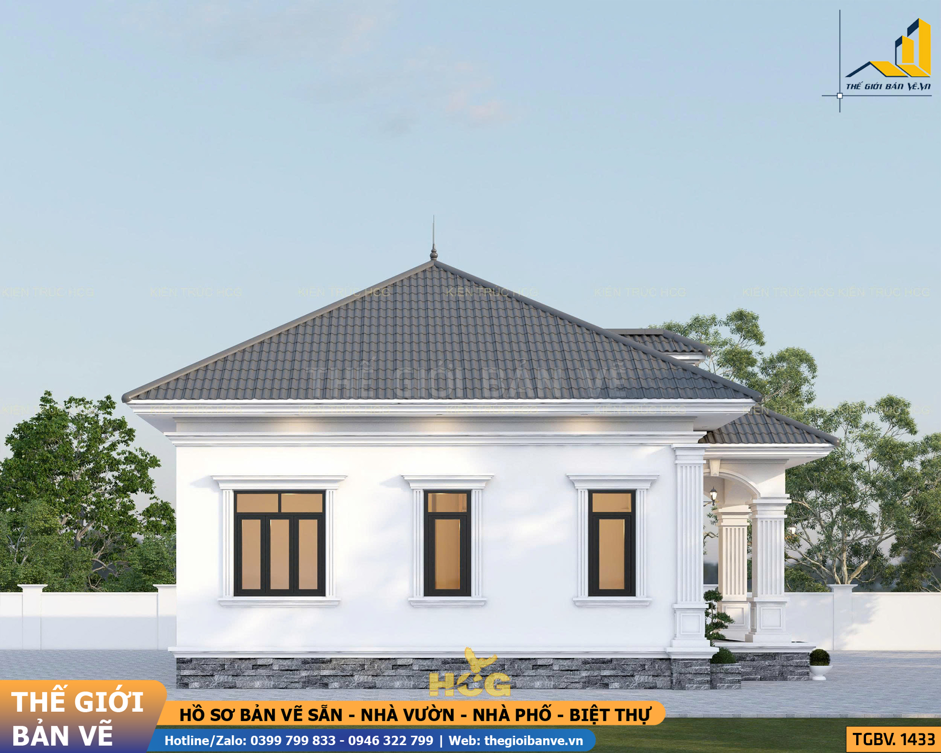 Nhà Vườn Mái 15.2x9.2m - 3 Phòng Ngủ | TGBV.1433