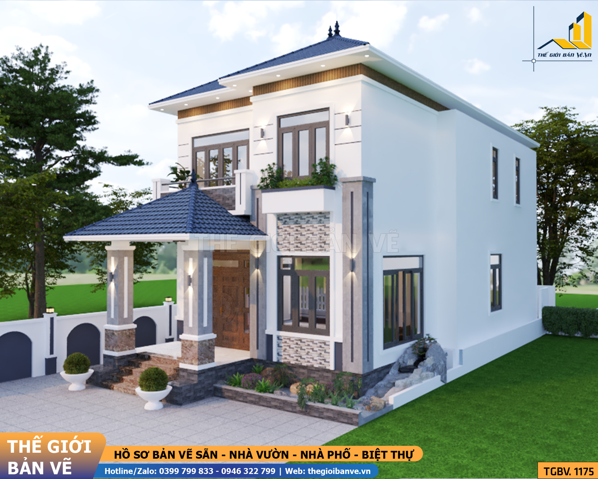 Biệt Thự Mái Nhật 2 Tầng 8x16.9m – 3 Phòng Ngủ | TGBV.1175