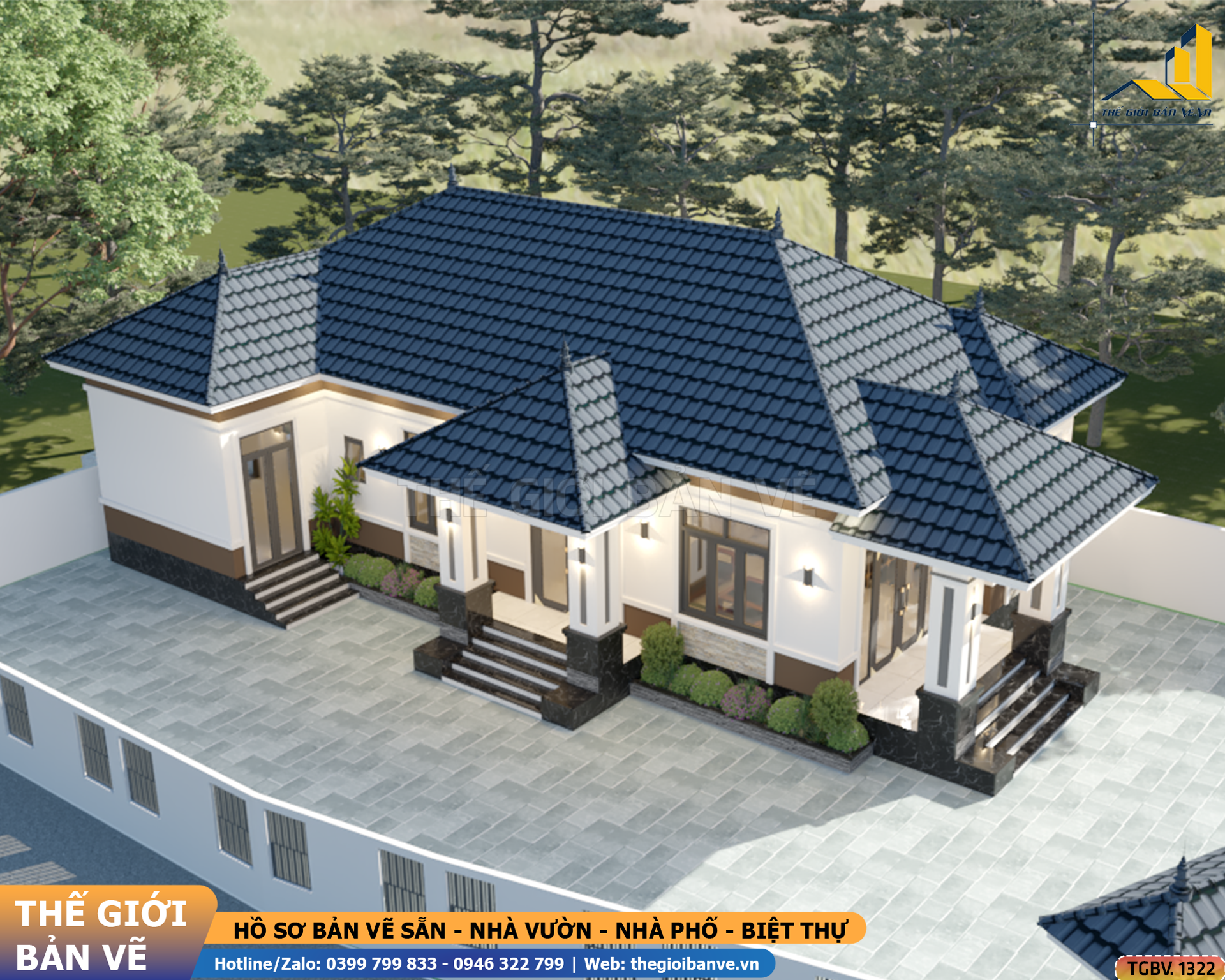 Nhà Vườn Mái Nhật 21.5x11.1m – 2 Sảnh, 3 Phòng Ngủ | TGBV.1323