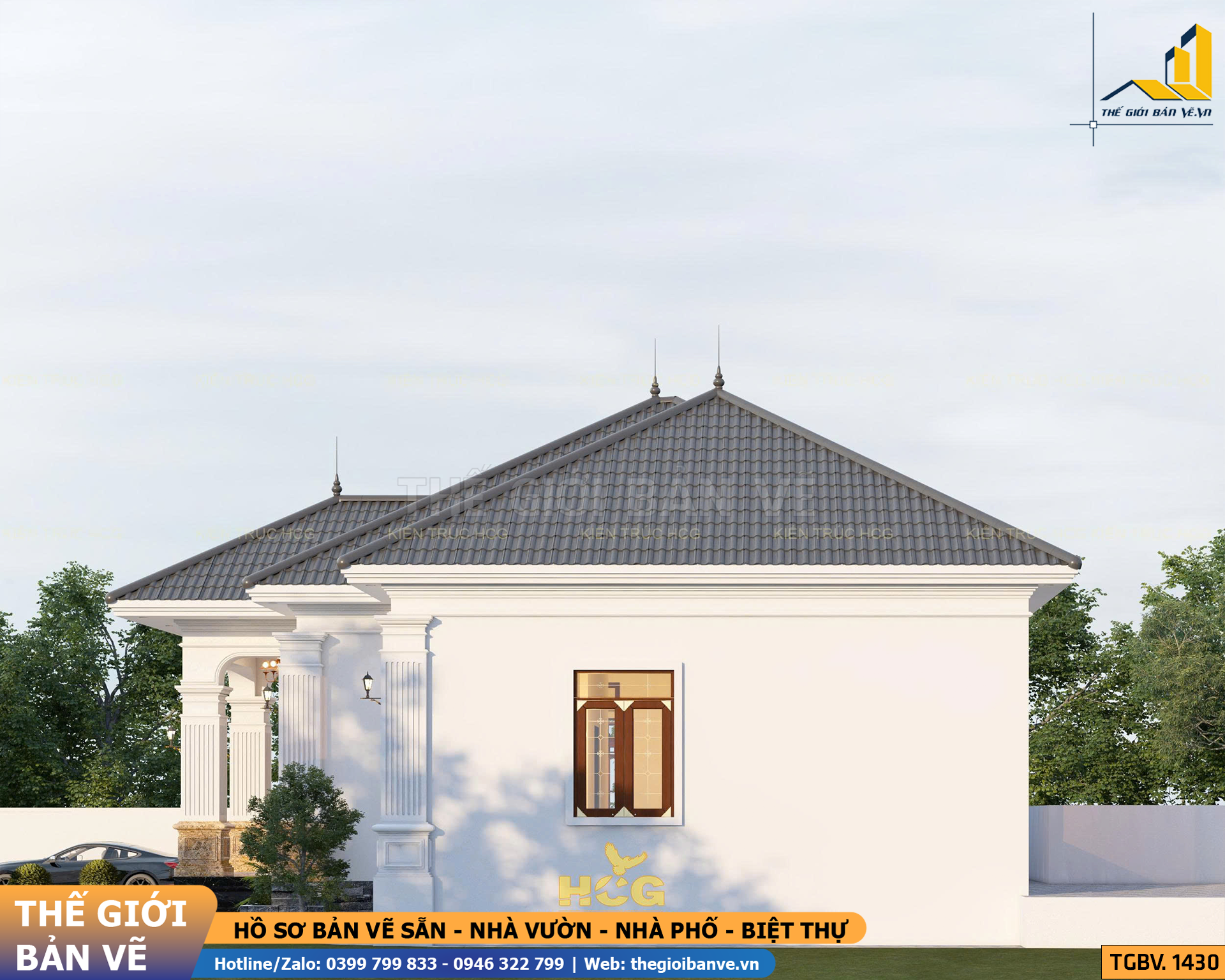 Nhà Vườn Mái Nhật Tân Cổ 16.4x10m - 4 Phòng Ngủ | TGBV.1430