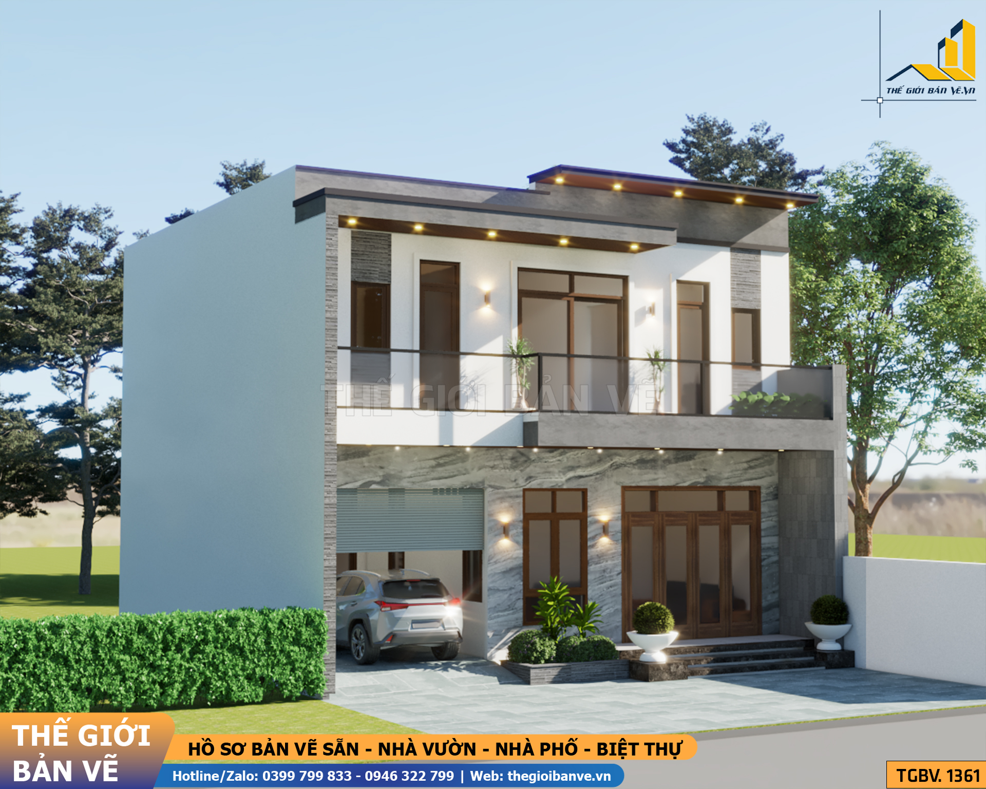 Biệt Thự Mái Bằng 2 Tầng 10.3x11.6m – 3 Phòng Ngủ, Có Gara | TGBV.1361