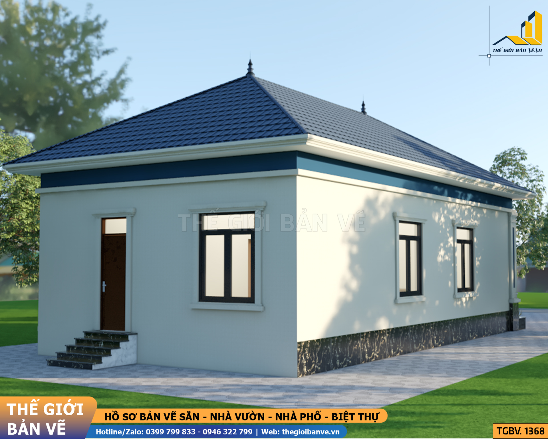 Nhà Vườn Mái Nhật 17.9x8.3m - 3 Phòng Ngủ | TGBV.1368