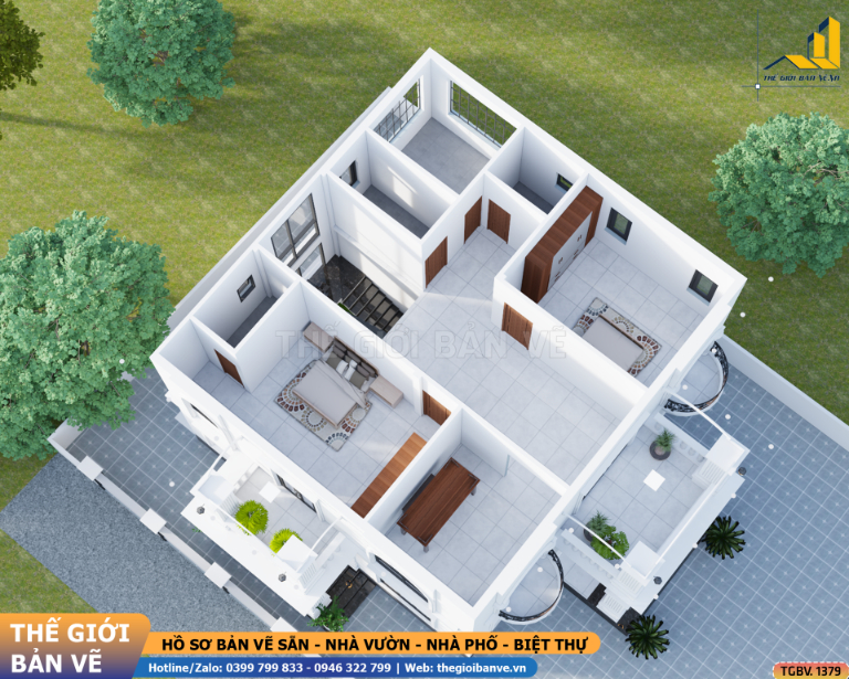 Biệt Thự Mái Nhật 2 Tầng 11.5 x 8.3m Tân Cổ Điển  – 4 Phòng Ngủ | TGBV.1379