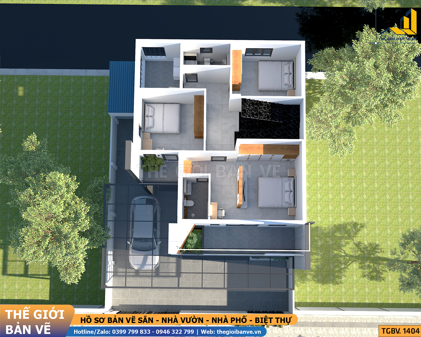 Biệt Thự Mái Bằng 2 Tầng 7.2x12.6m – 4 Phòng Ngủ | TGBV.1404