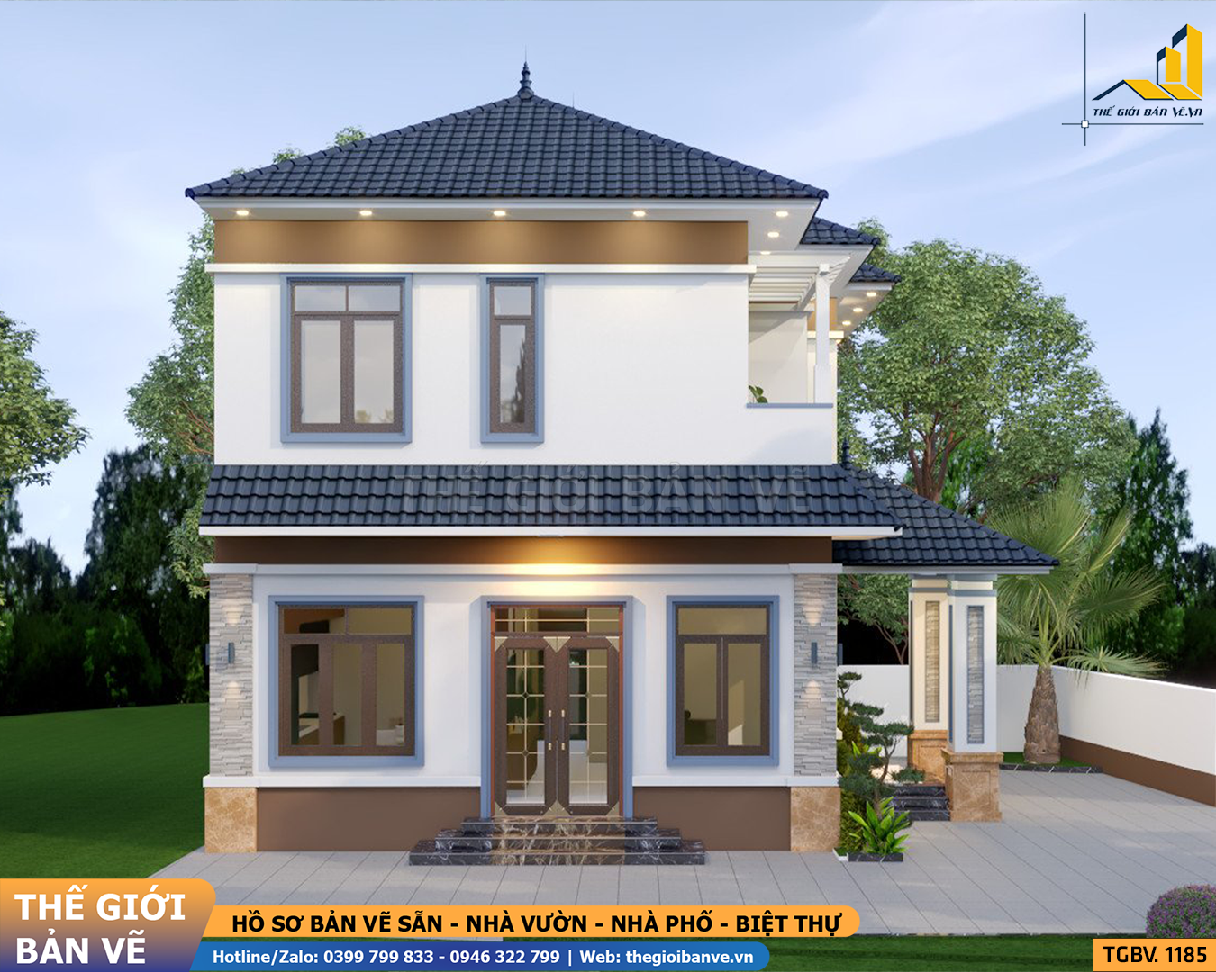 Biệt Thự Mái Nhật 2 Tầng 10.4x10.9m – 4 Phòng Ngủ | TGBV.1185