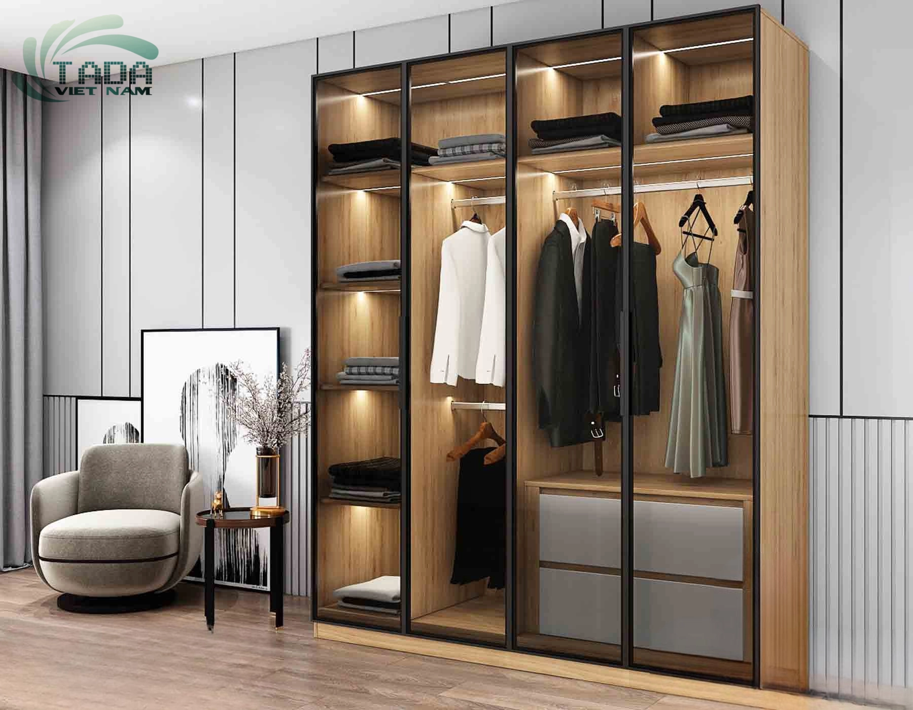 Tủ Quần Áo Cánh Kính / Cánh Lùa – Thiết Kế Hiện Đại Tối Ưu Không Gian Phòng Ngủ