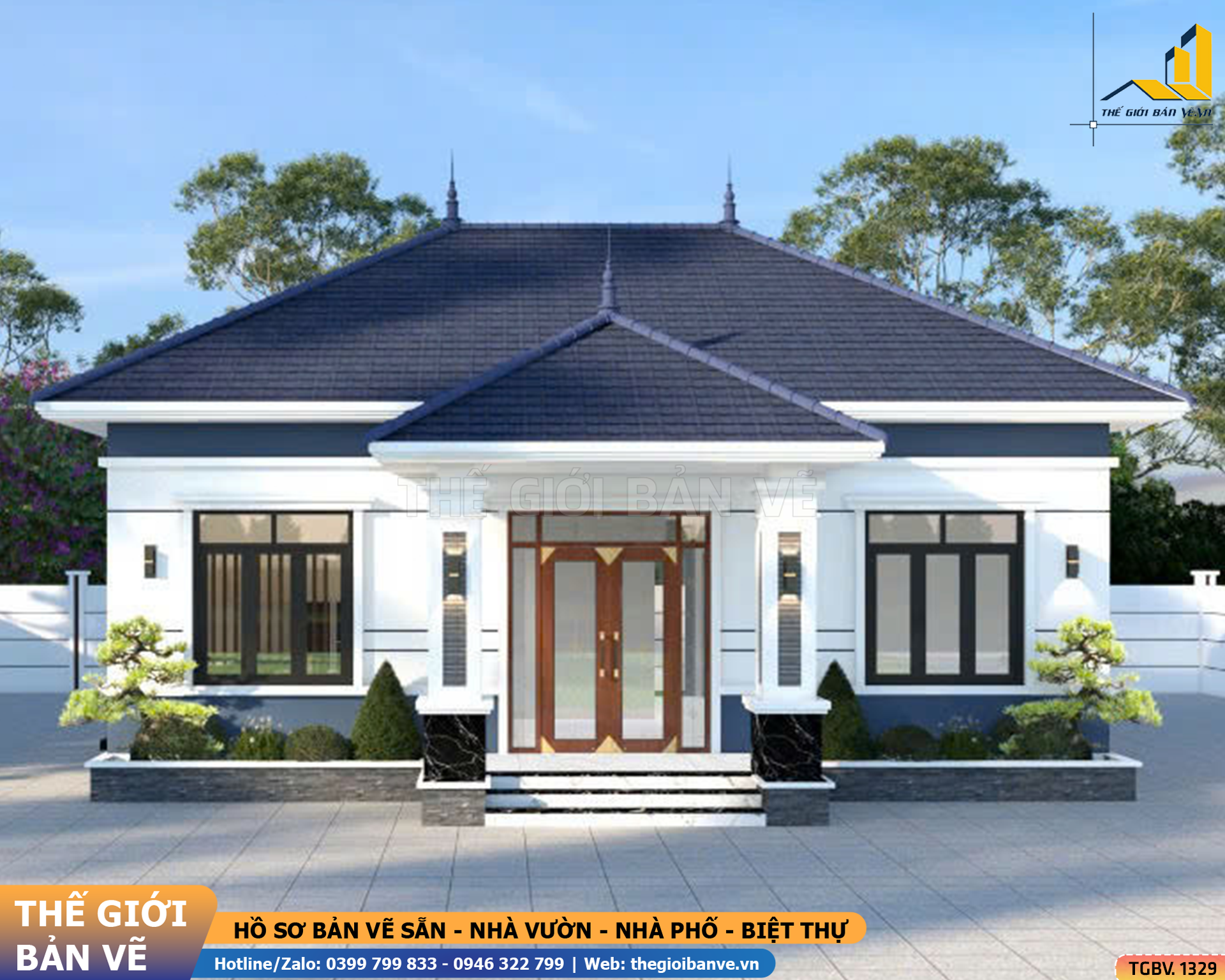 Nhà Vườn Mái Nhật 11.8x12.4m – 3 Phòng Ngủ | TGBV.1329