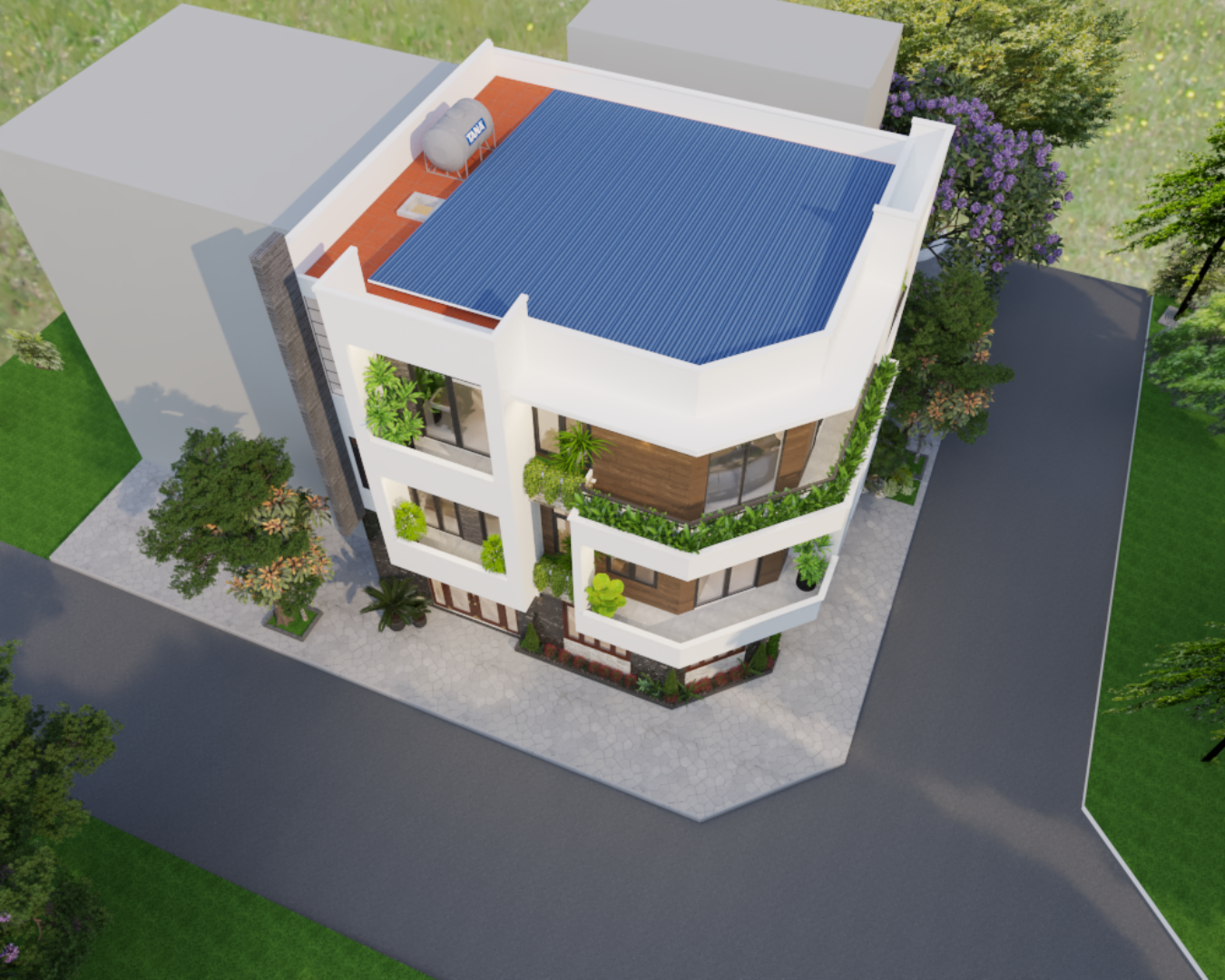 Nhà phố 9.3 x 11.2m - 4 Phòng ngủ hiện đại | TGBV. 1160