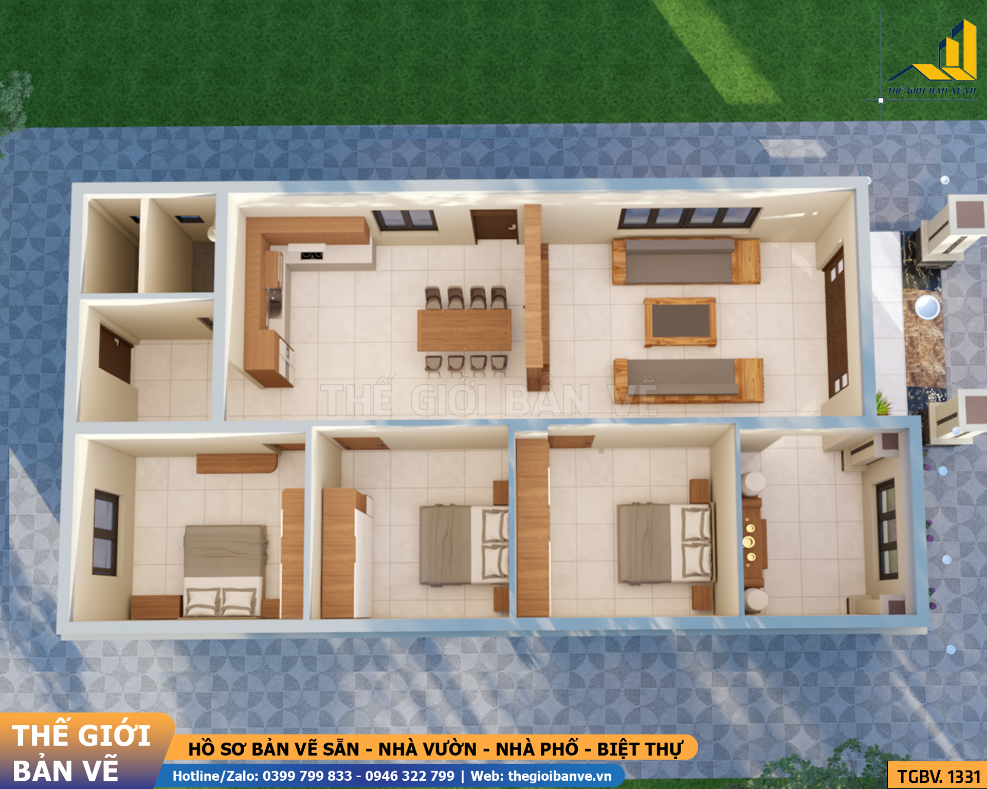 Nhà Vườn Mái Nhật 8.3x17.5m – 3 Phòng Ngủ | TGBV.1331