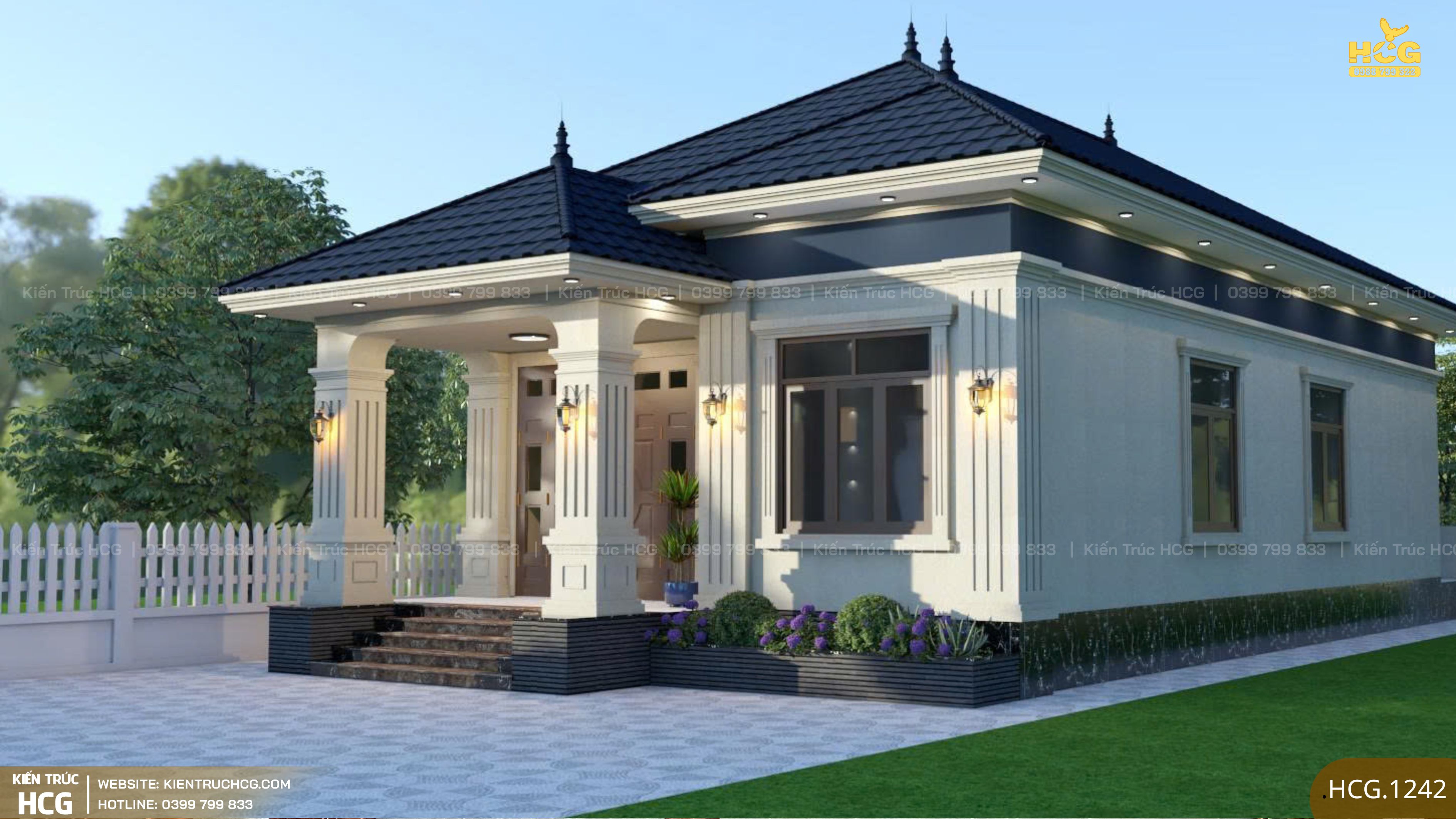 Nhà Mái Nhật 1 Tầng 3 Phòng Ngủ – Thiết Kế Gọn Gàng, Thi Công Thực Tế Chuẩn Chỉnh | HCG.1242