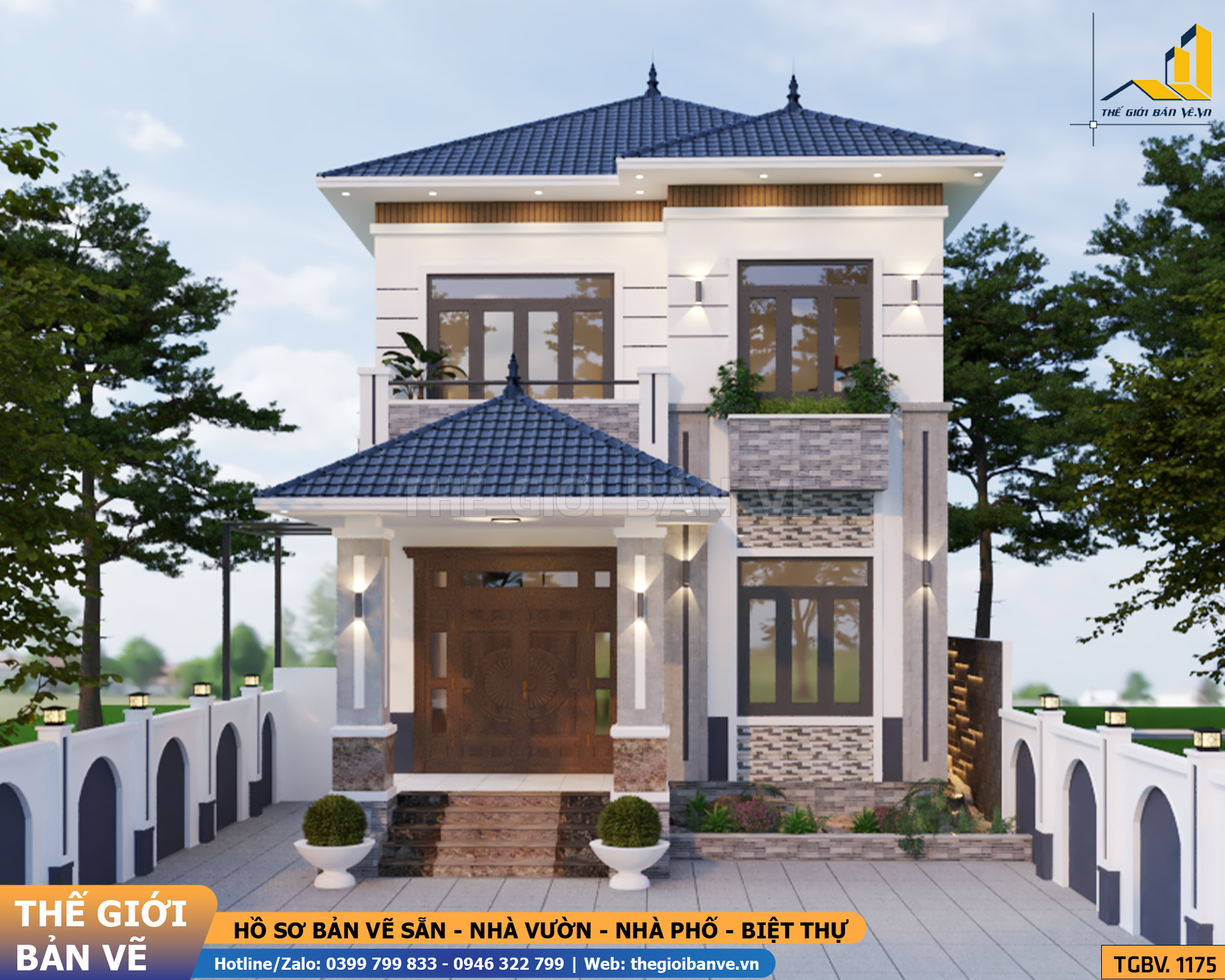 Biệt Thự Mái Nhật 2 Tầng 8x16.9m – 3 Phòng Ngủ | TGBV.1175