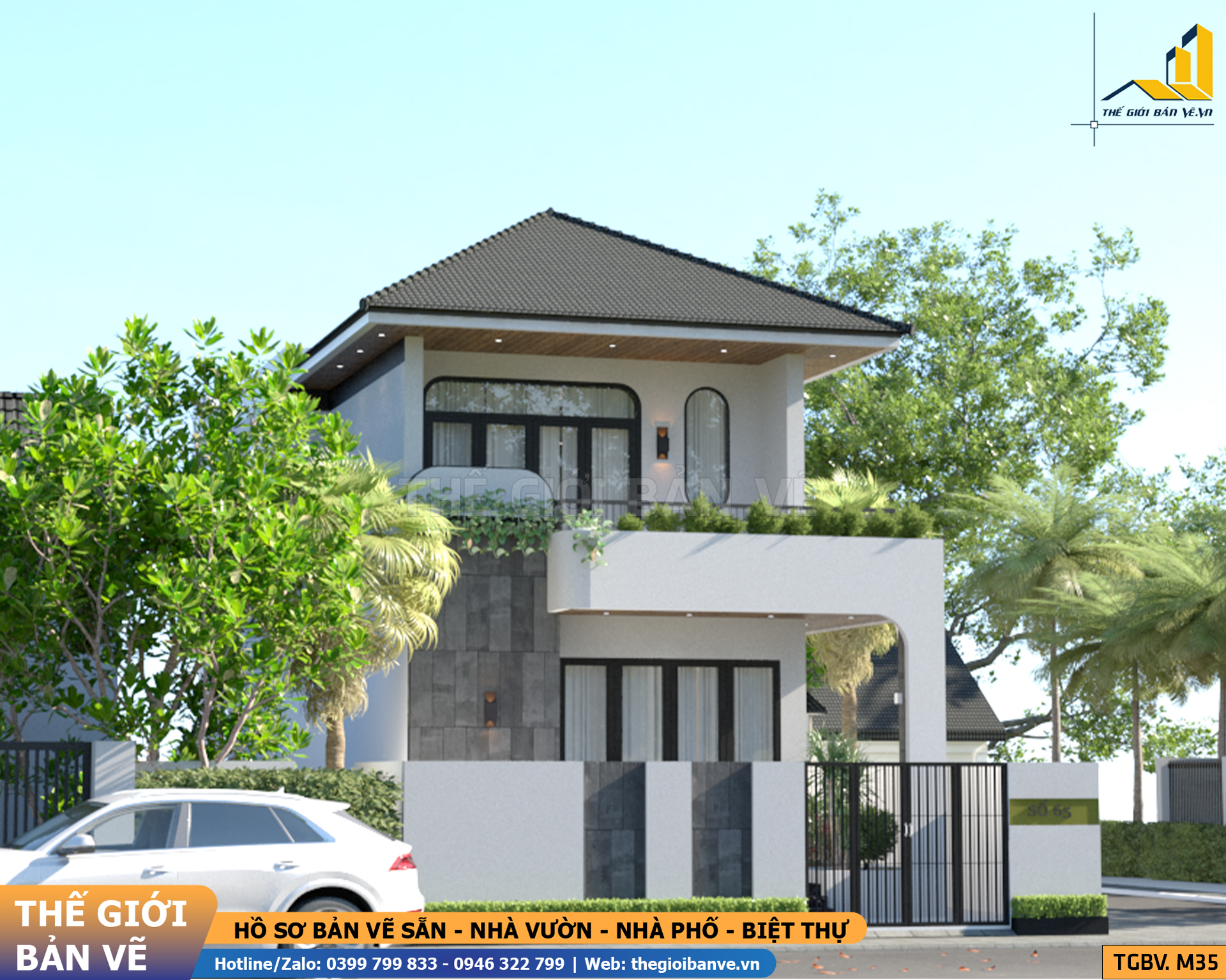 Biệt Thự Mái Nhật 2 Tầng 7.5x14m - 3 Phòng Ngủ | TGBV.M35