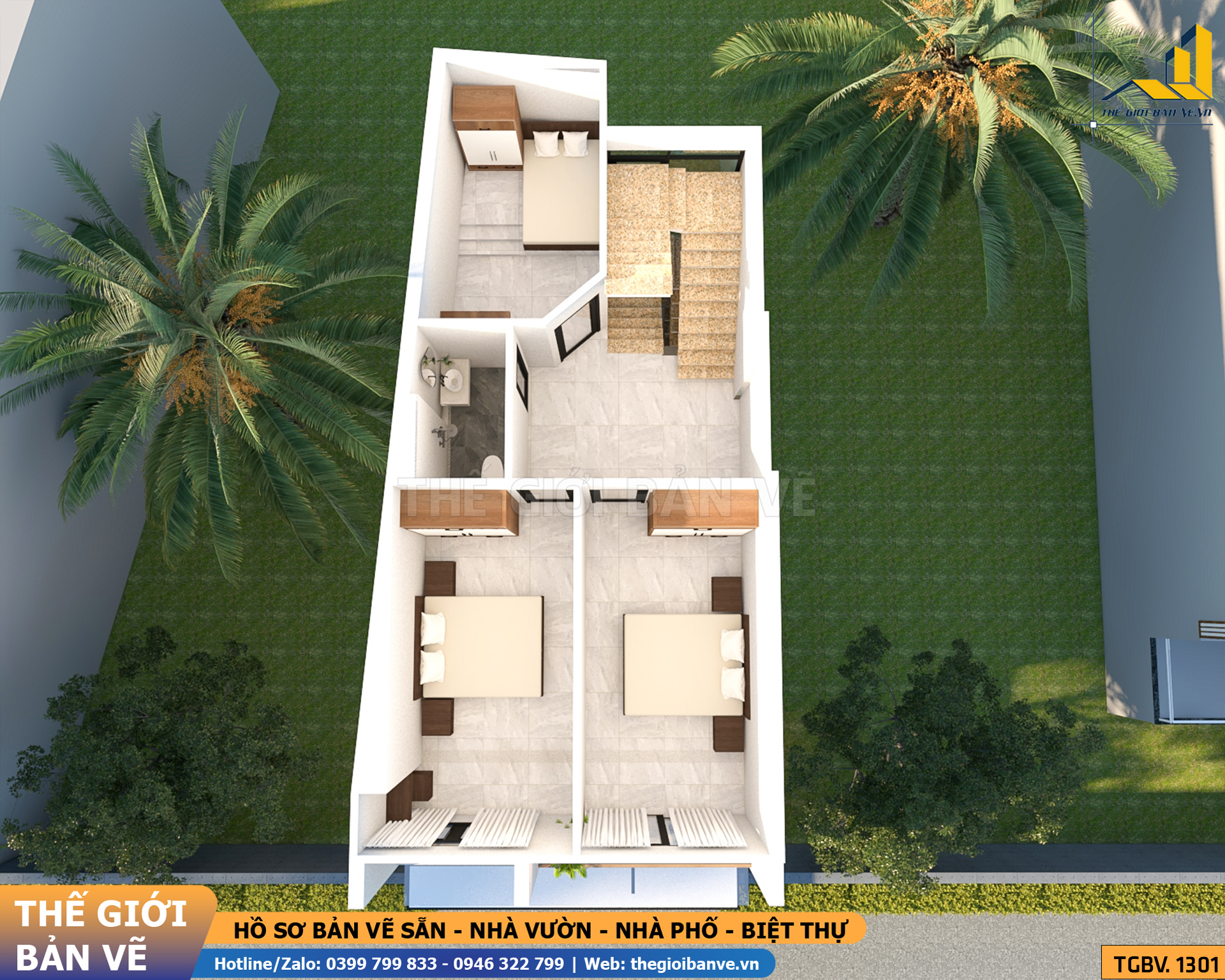 Biệt Thự Hai Tầng Mái Bằng Hiện Đại 6.4x11.6m | TGBV.1301