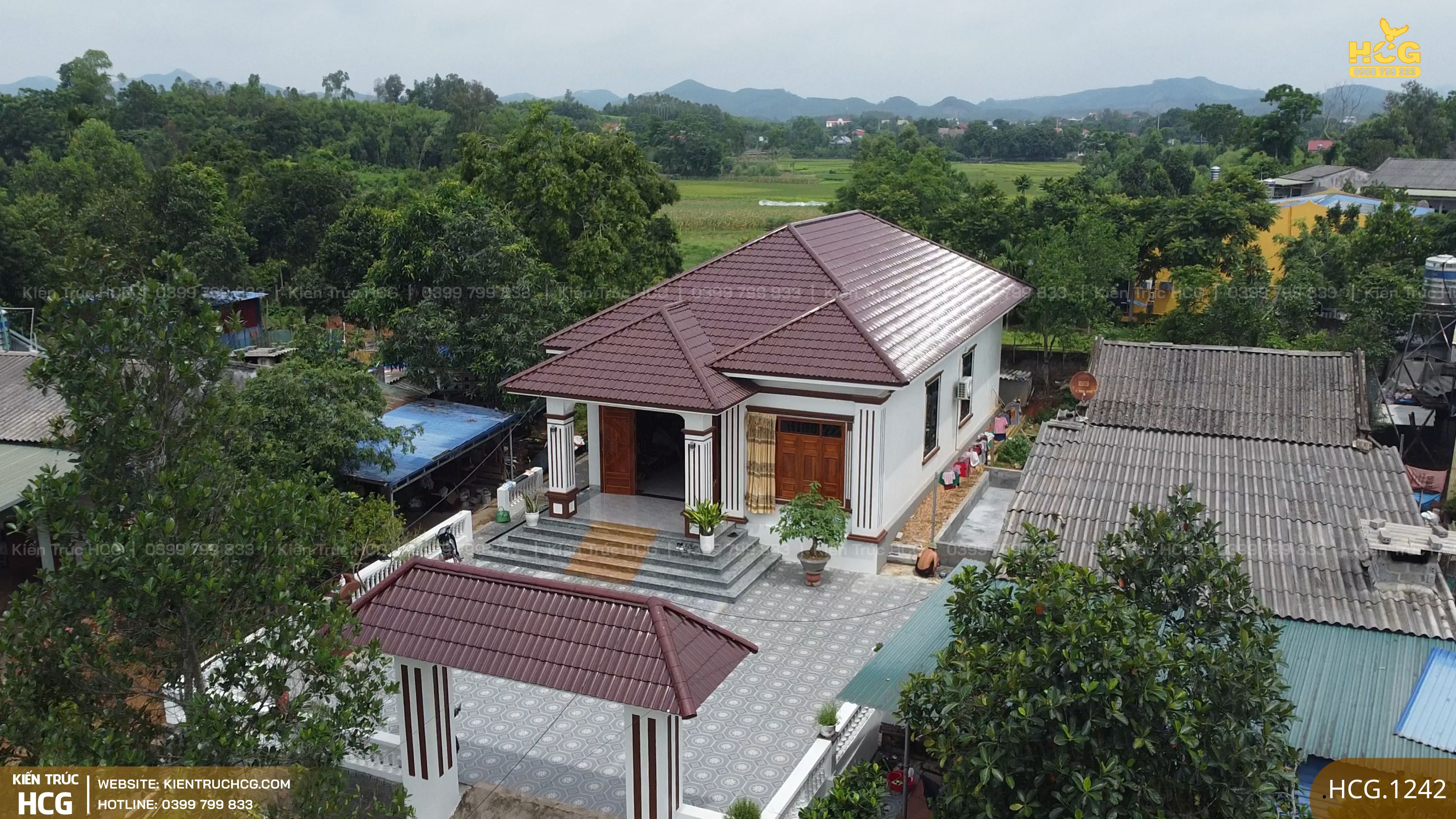 Nhà Mái Nhật 1 Tầng 3 Phòng Ngủ – Thiết Kế Gọn Gàng, Thi Công Thực Tế Chuẩn Chỉnh | HCG.1242