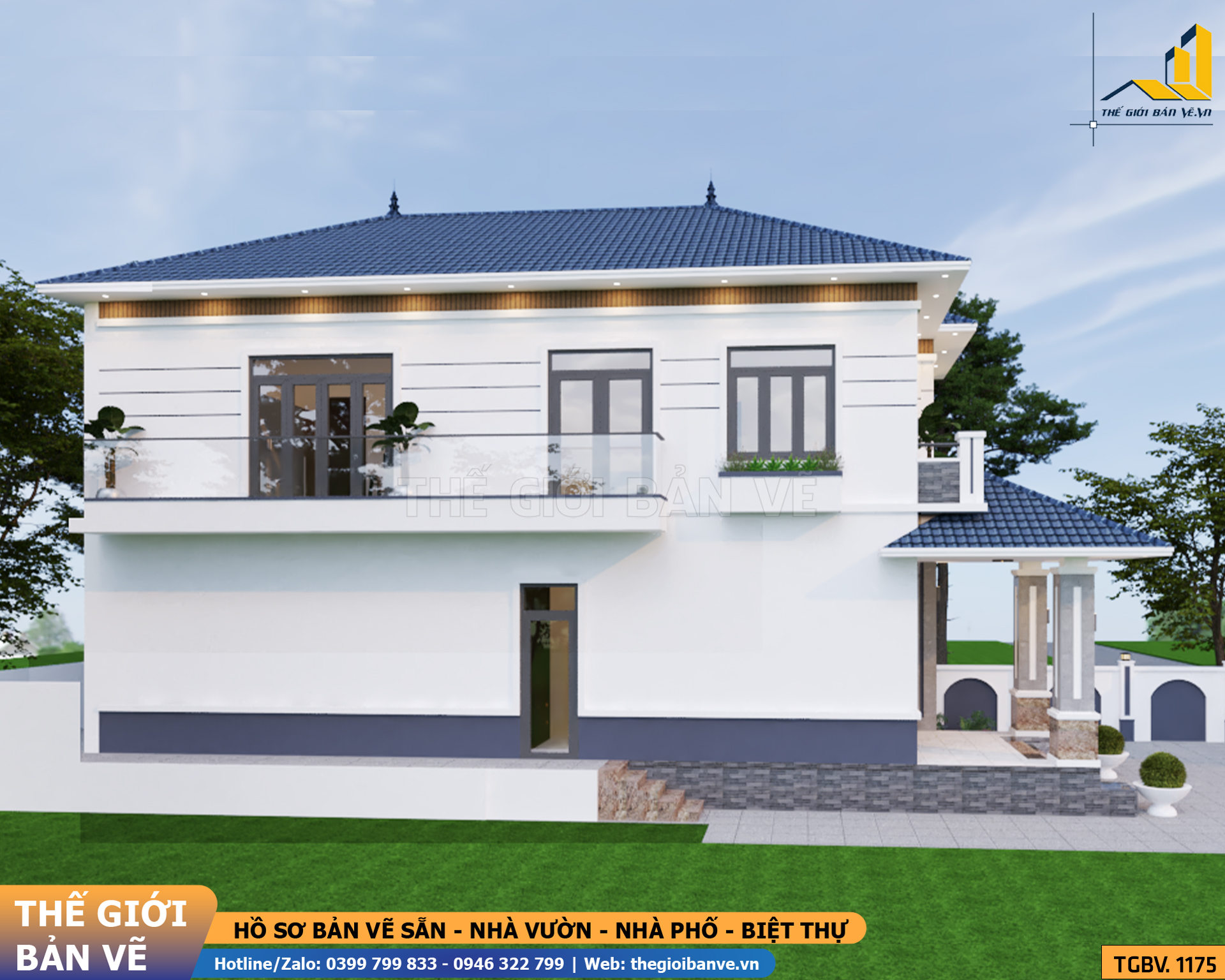 Biệt Thự Mái Nhật 2 Tầng 8x16.9m – 3 Phòng Ngủ | TGBV.1175