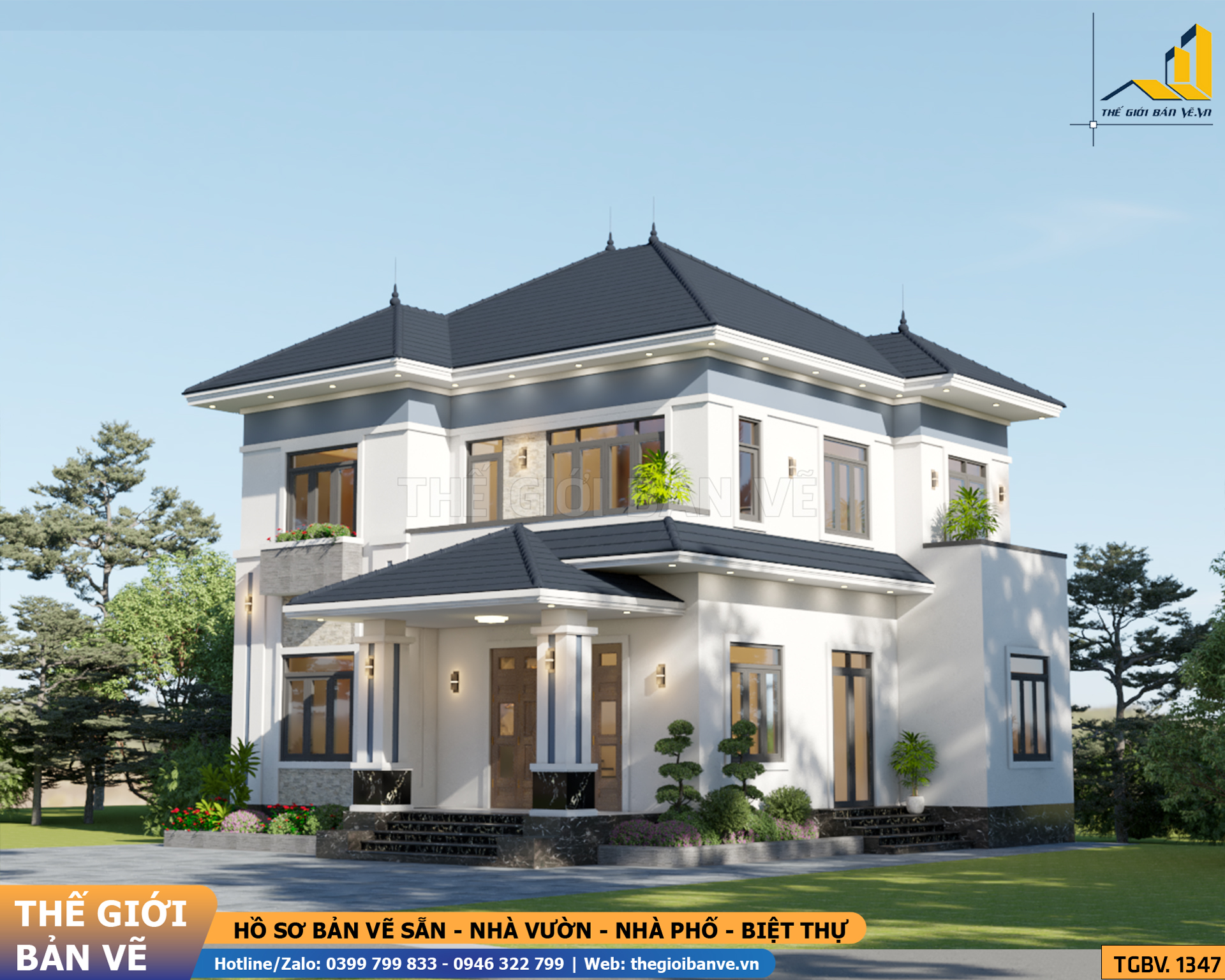 Biệt Thự Mái Nhật 2 Tầng 10.4x12.6m – 5 Phòng Ngủ | TGBV.1347