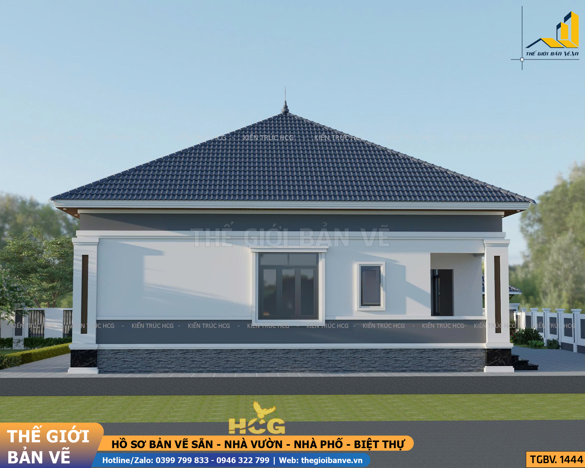 Nhà Vườn Mái Nhật 12.6x19.9m - 4 Phòng Ngủ | TGBV.1444