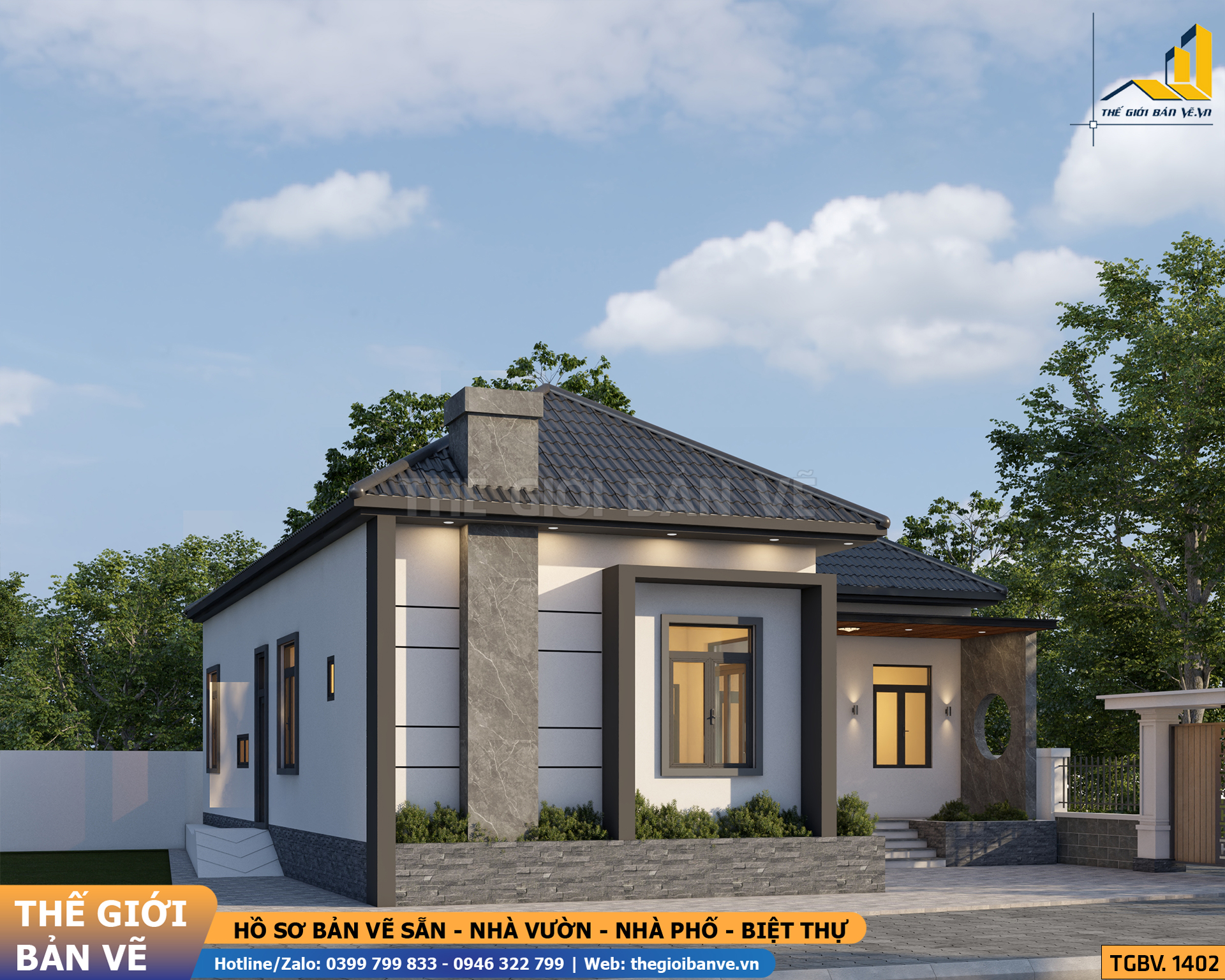 Nhà Vườn Mái Nhật 12.9x15m - 4 Phòng Ngủ | TGBV.1402